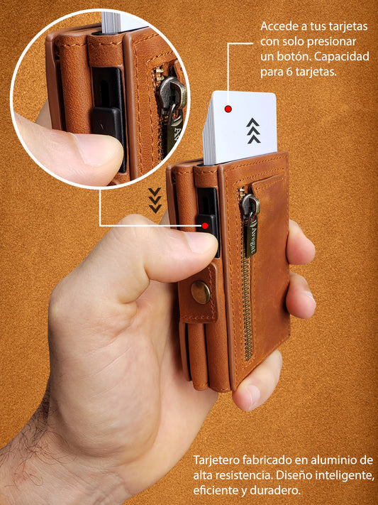 Billetera de Cuero Original - Avegat 01-M02 (Salmón Moderno)