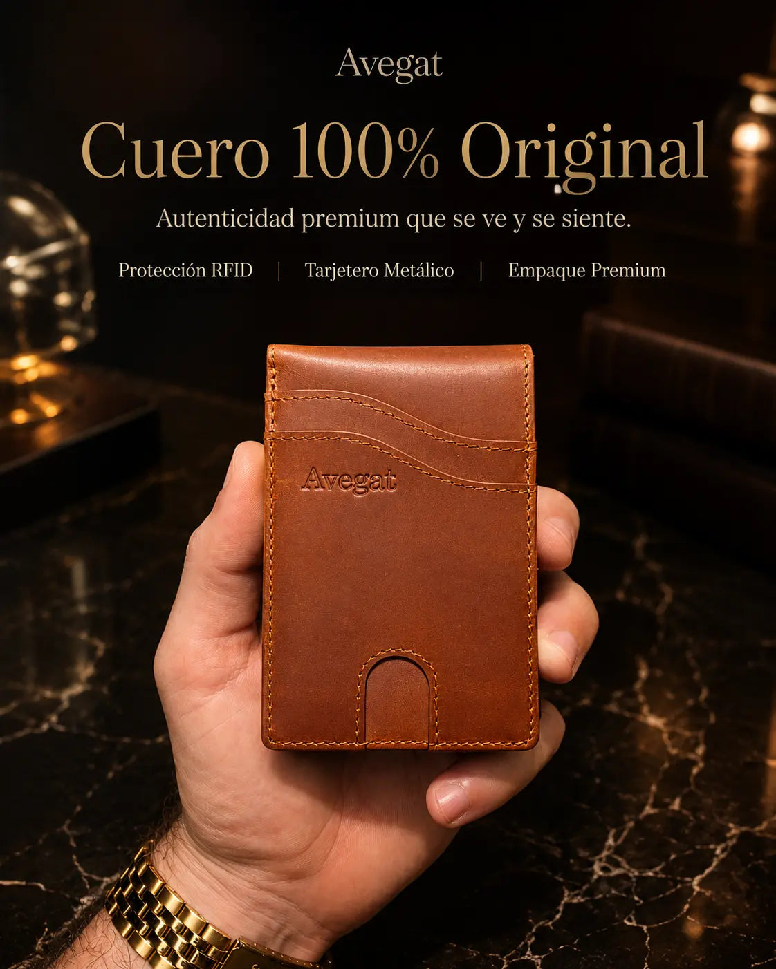 Billetera de Cuero Original - Avegat 05-M02 (Salmón Moderno)