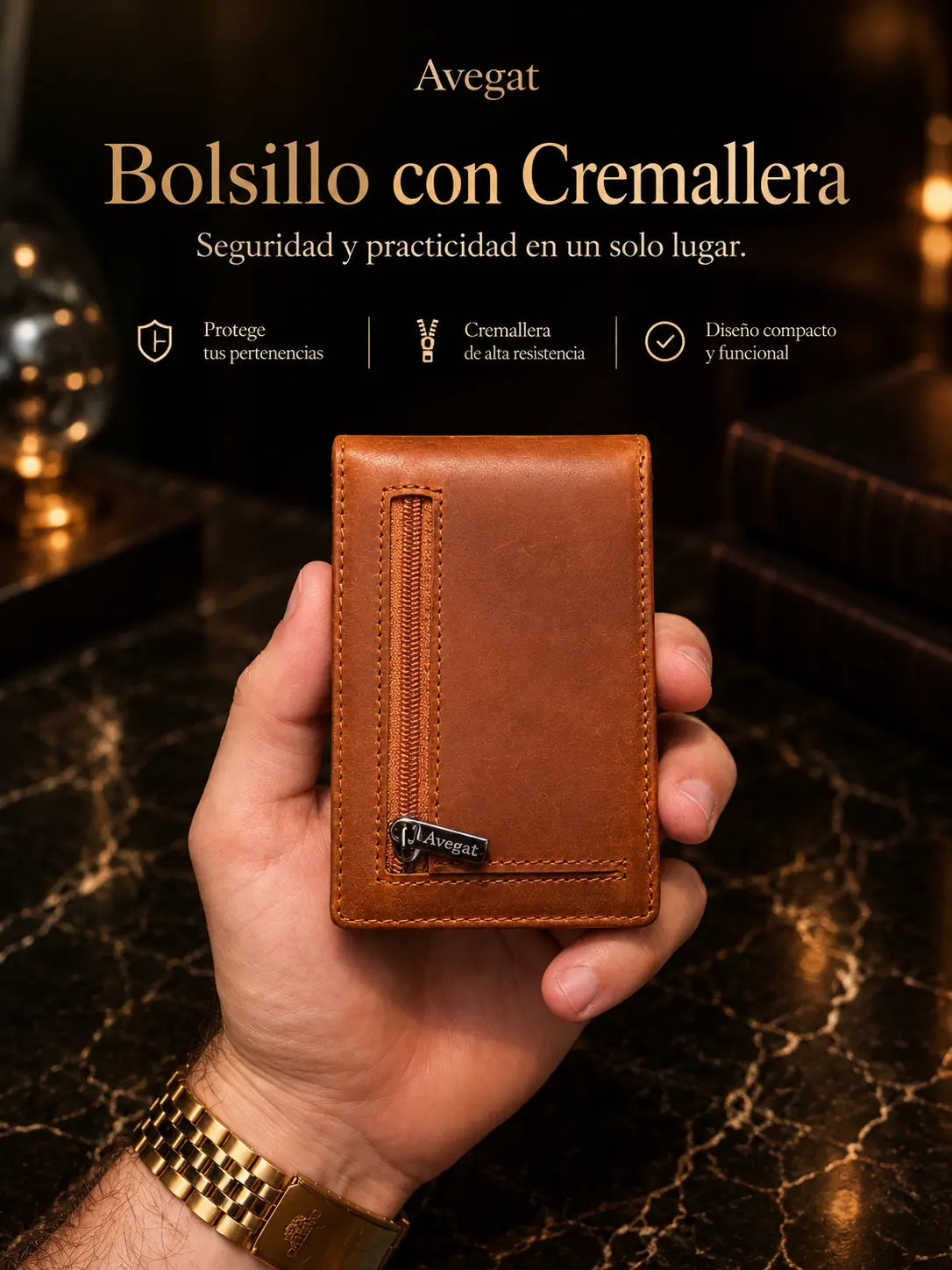 Billetera de Cuero Original - Avegat 05-M02 (Salmón Moderno)