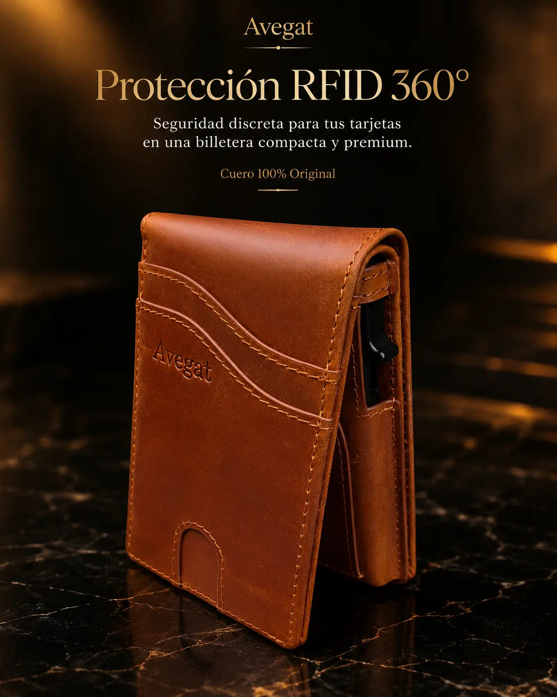 Billetera de Cuero Original - Avegat 05-M02 (Salmón Moderno)