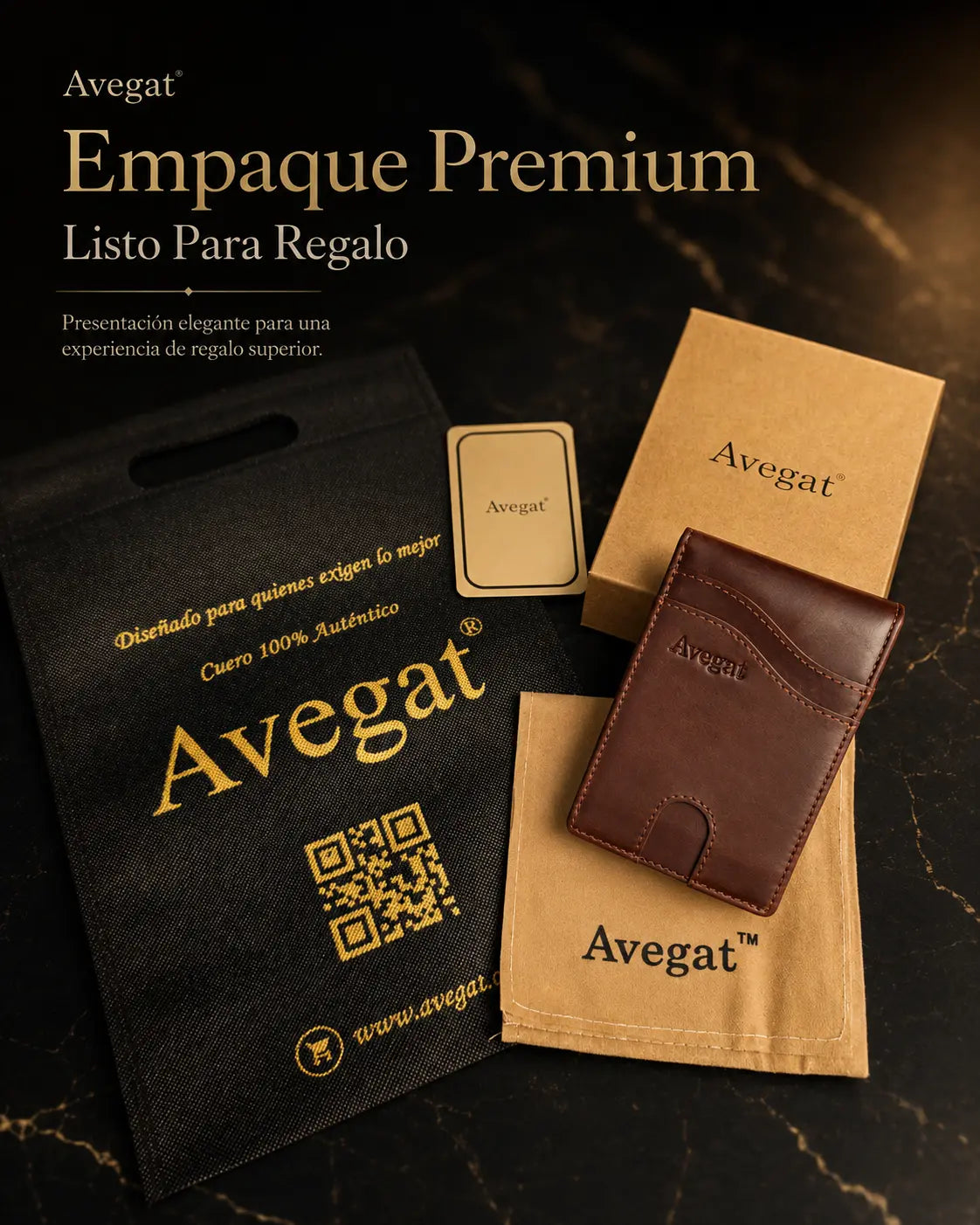 Billetera de Cuero Original - Avegat 05-M (Marrón Clásico)