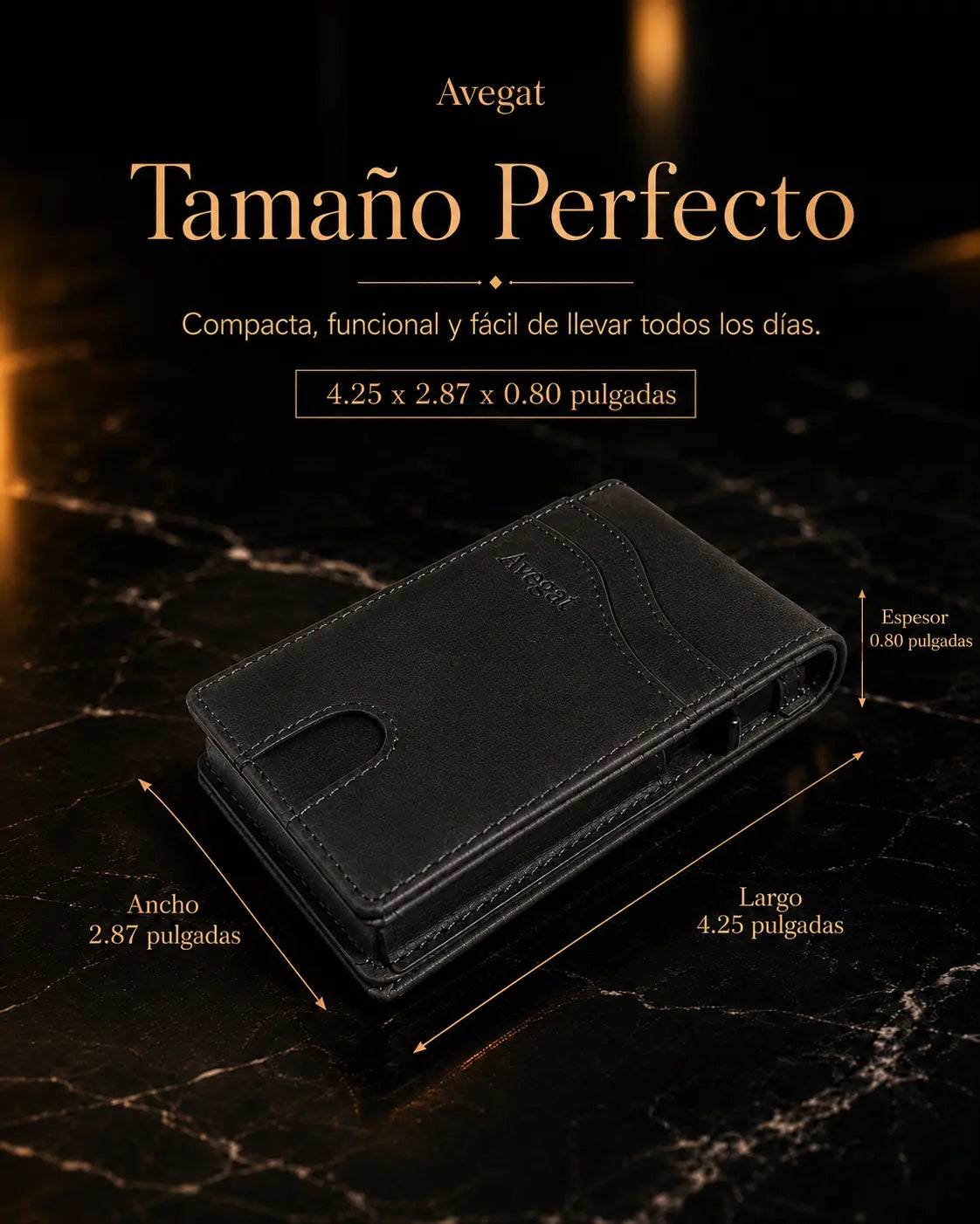 Billetera de Cuero Original - Avegat 05-N (Negro Elegante)