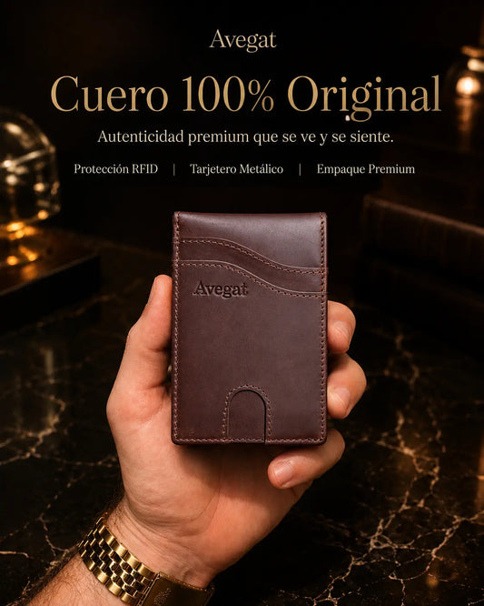 Billetera de Cuero Original - Avegat 05-M (Marrón Clásico)