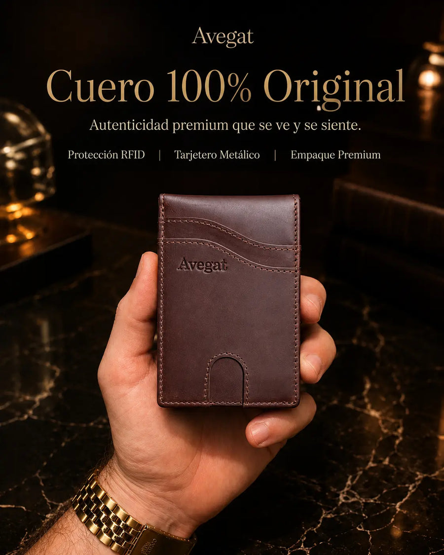 Billetera de Cuero Original - Avegat 05-M (Marrón Clásico)