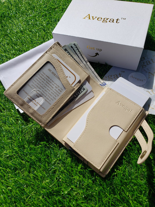Billetera de Cuero Original - Avegat 02-C (Crema Clásico)