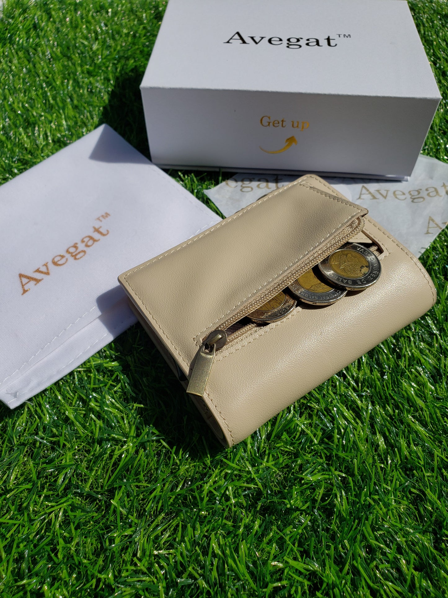 Billetera de Cuero Original - Avegat 02-C (Crema Clásico)