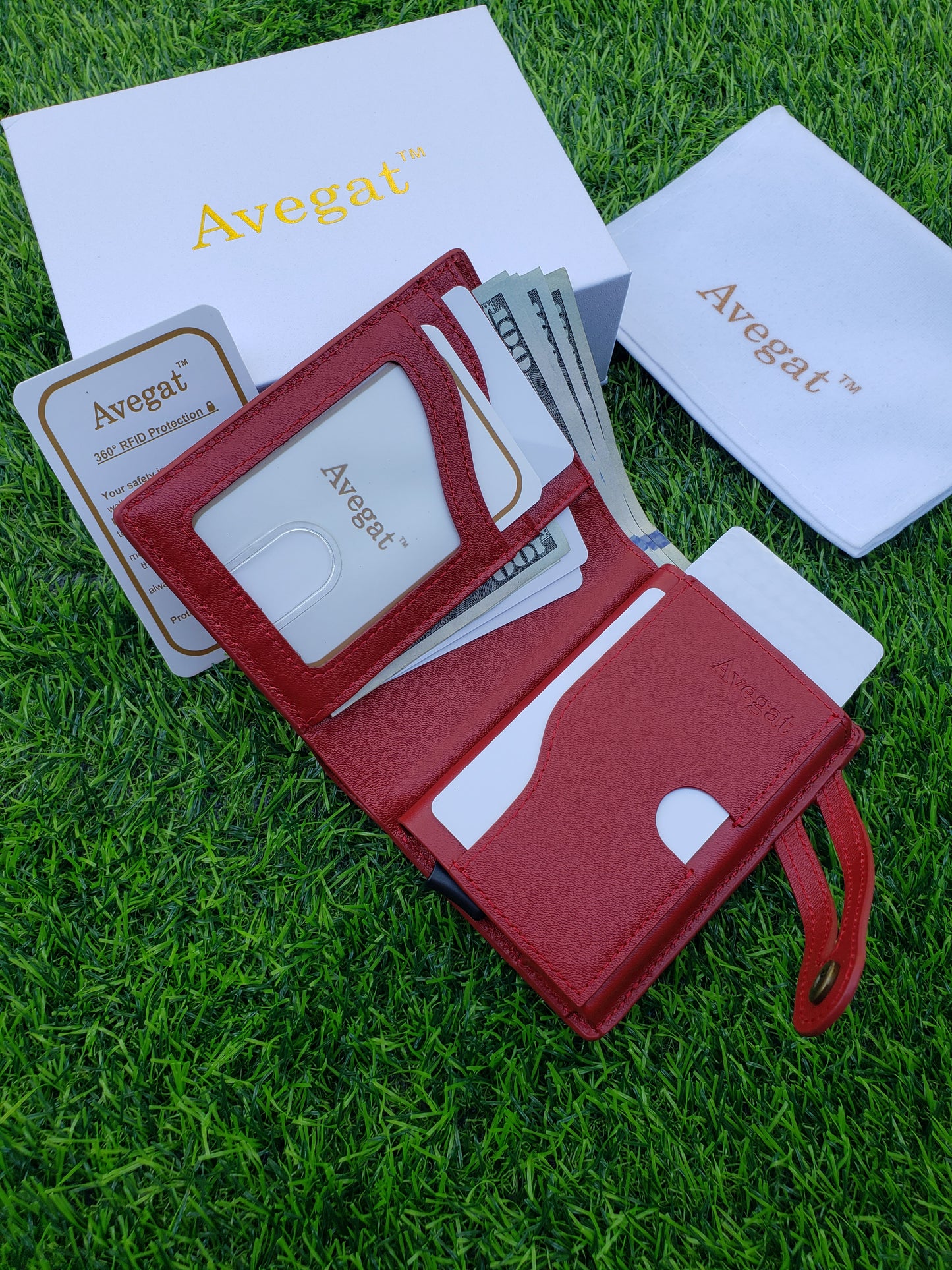 Billetera de Cuero Original - Avegat 02-R (Rojo Pasión)