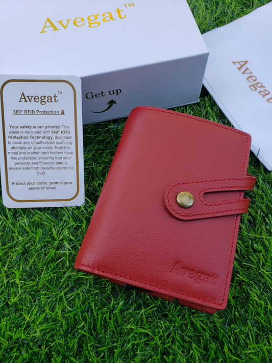 Billetera de Cuero Original - Avegat 02-R (Rojo Pasión)