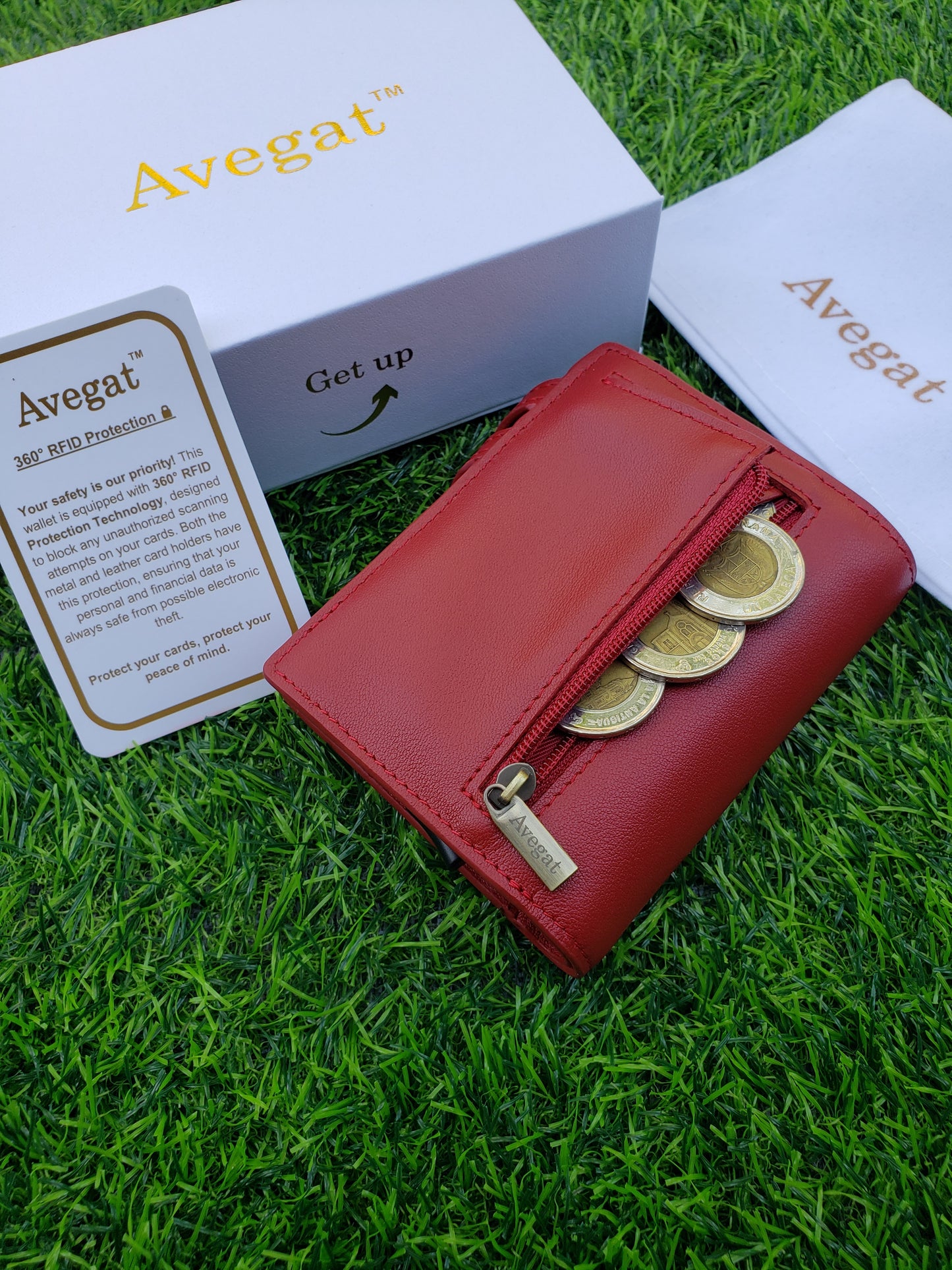 Billetera de Cuero Original - Avegat 02-R (Rojo Pasión)