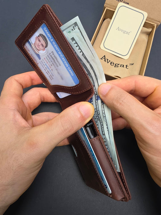 Billetera de Cuero Original - Avegat 05-M (Marrón Clásico)