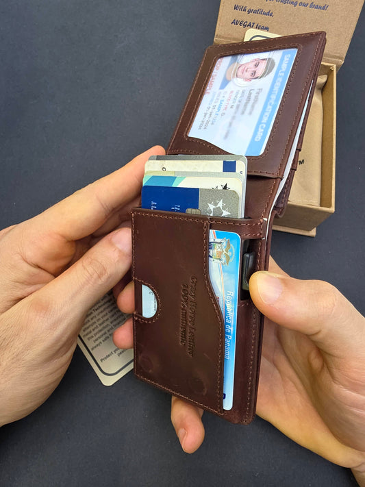 Billetera de Cuero Original - Avegat 05-M (Marrón Clásico)
