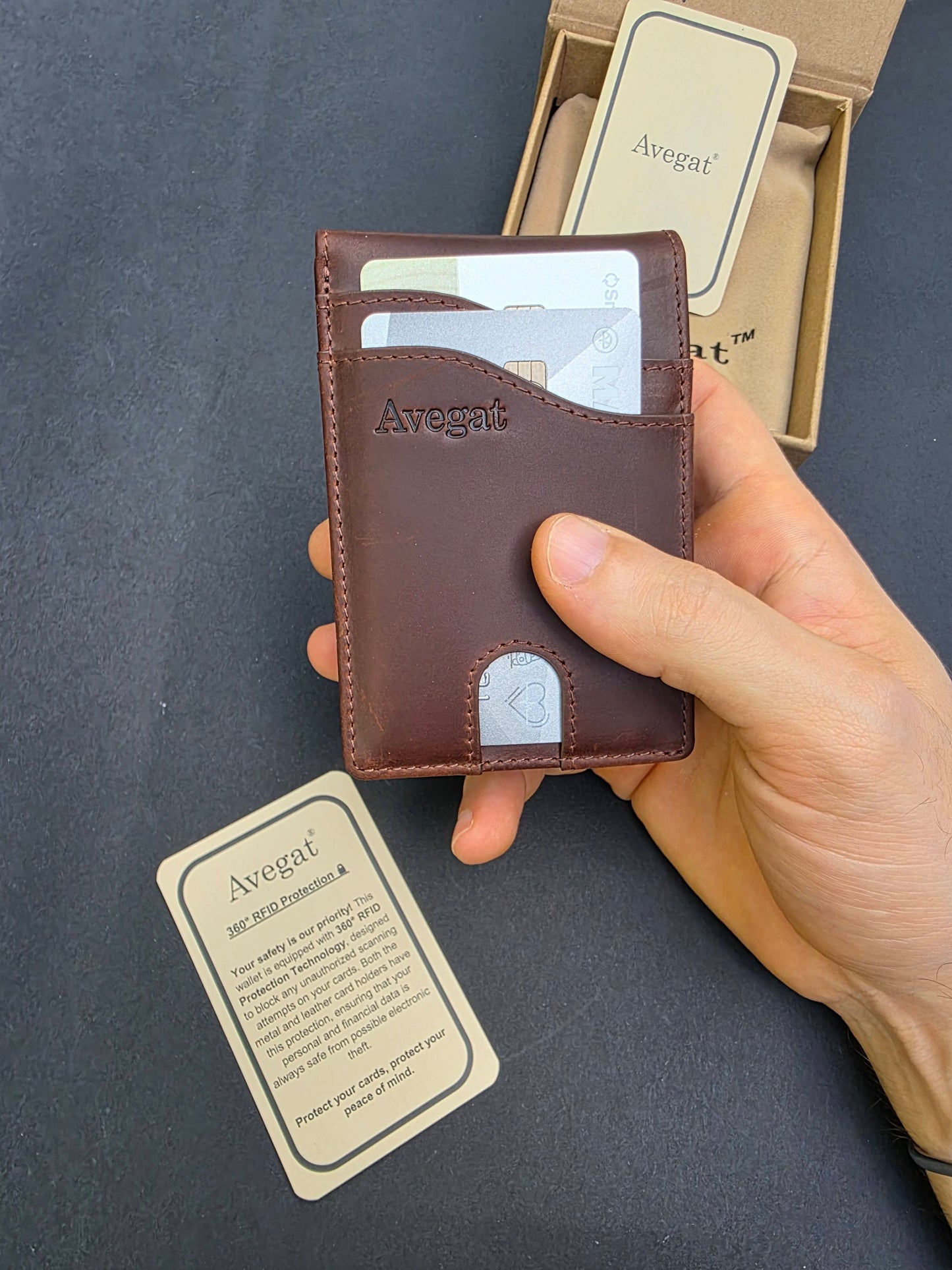 Billetera de Cuero Original - Avegat 05-M (Marrón Clásico)