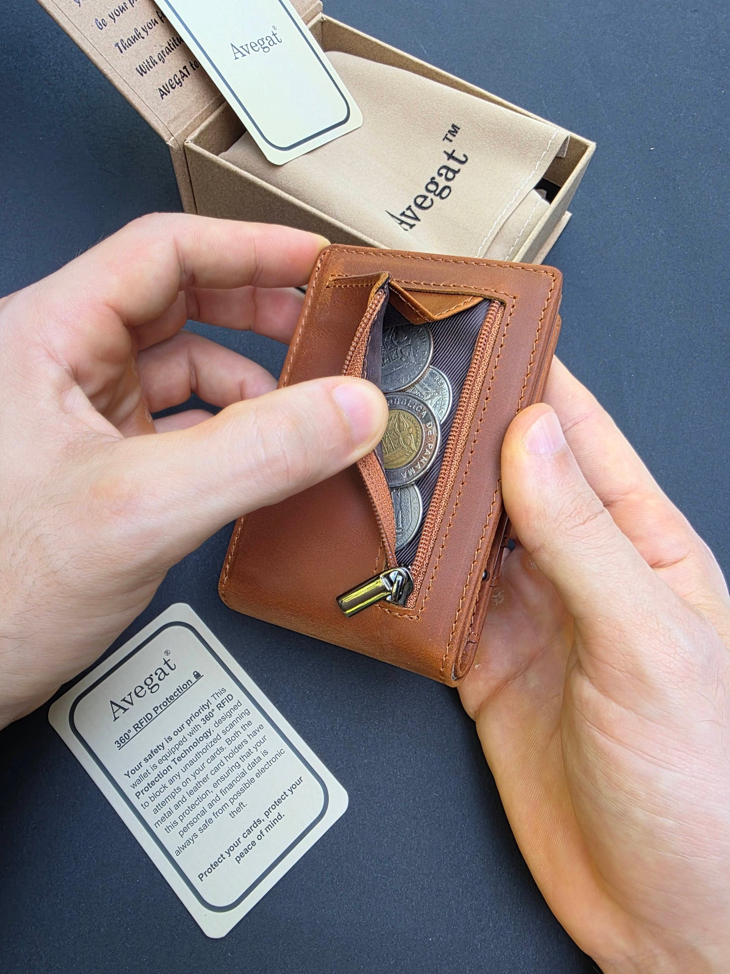 Billetera de Cuero Original - Avegat 05-M02 (Salmón Moderno)