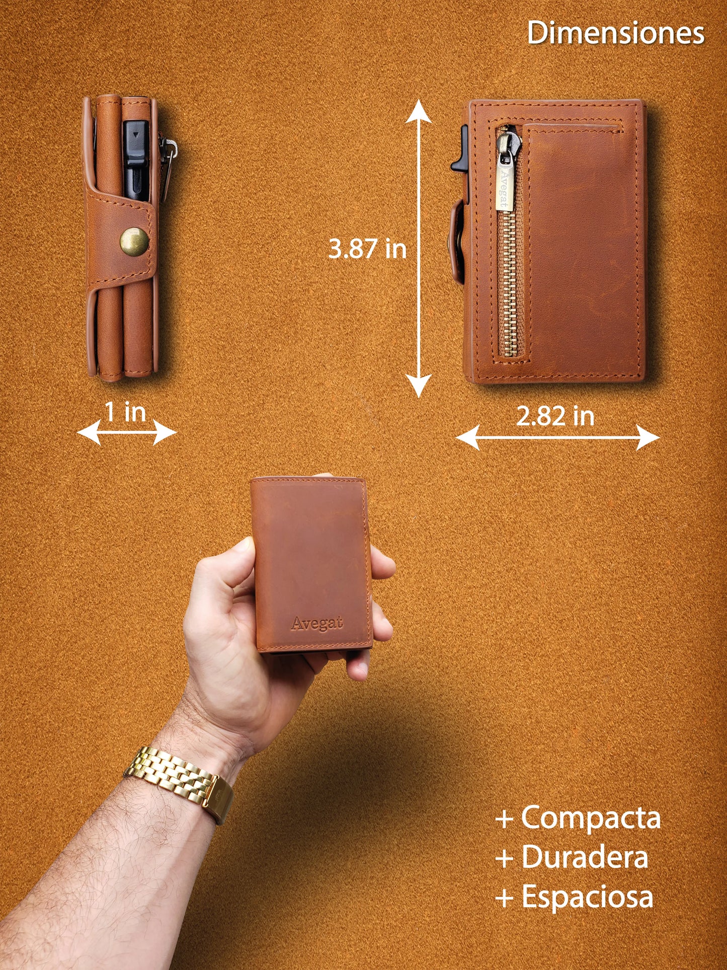 Billetera de Cuero Original - Avegat 01-M02 (Salmón Moderno)