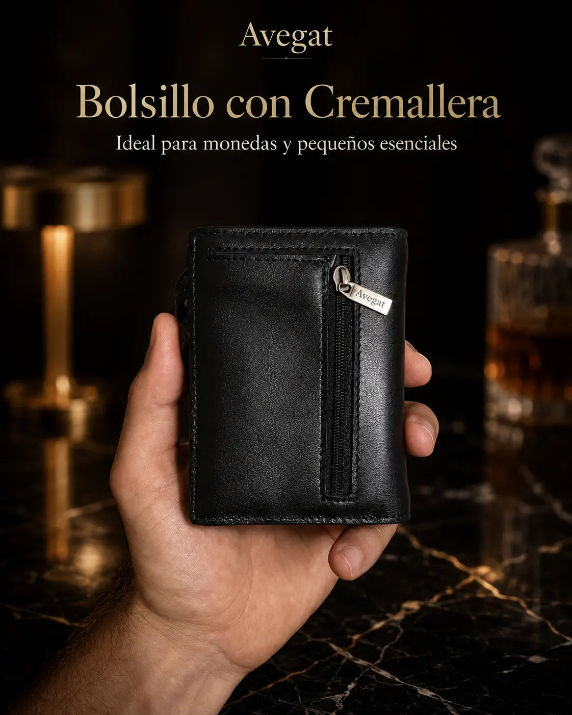 Billetera de Cuero Original - Avegat 02-N (Negro Elegante)