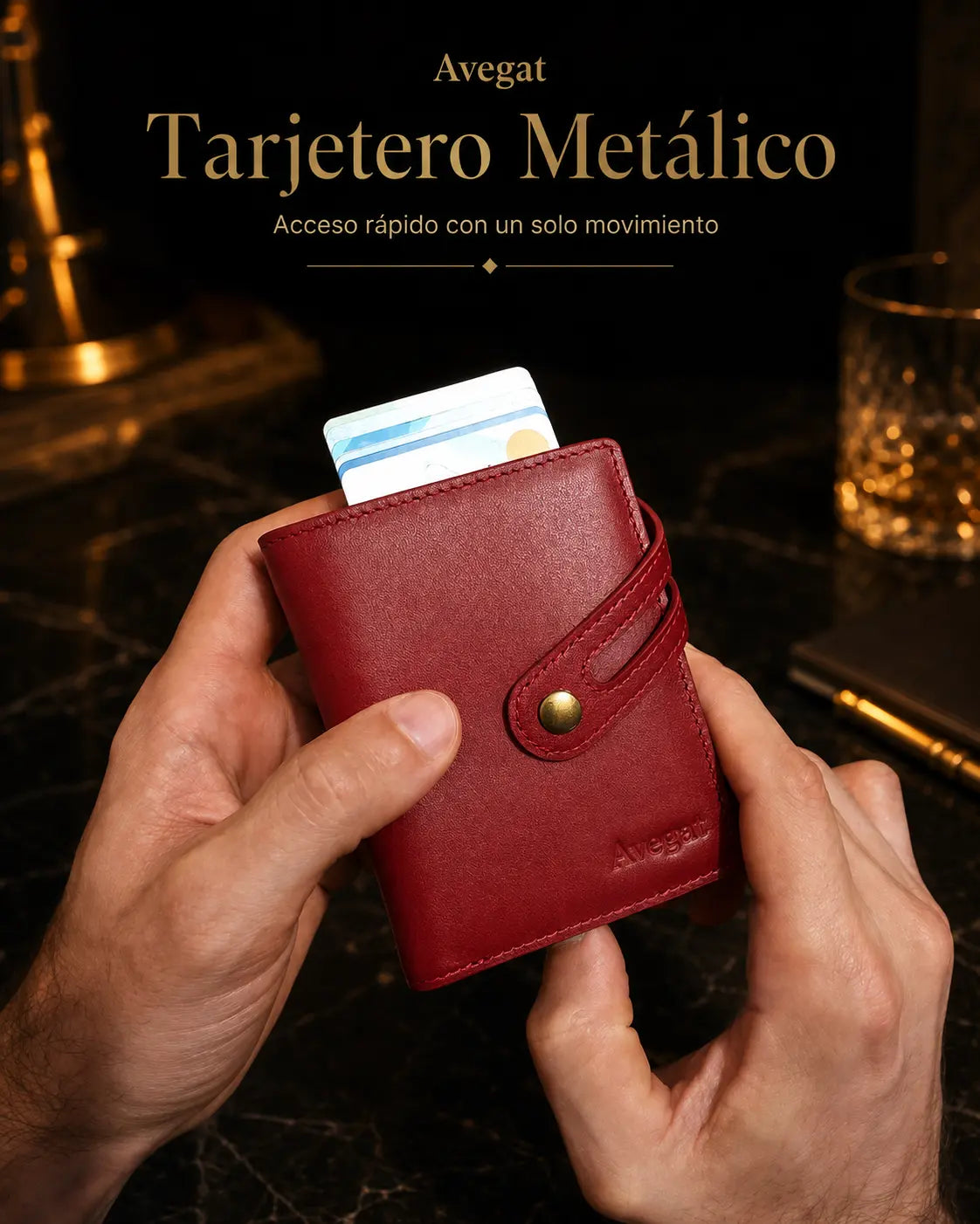 Billetera de Cuero Original - Avegat 02-R (Rojo Pasión)