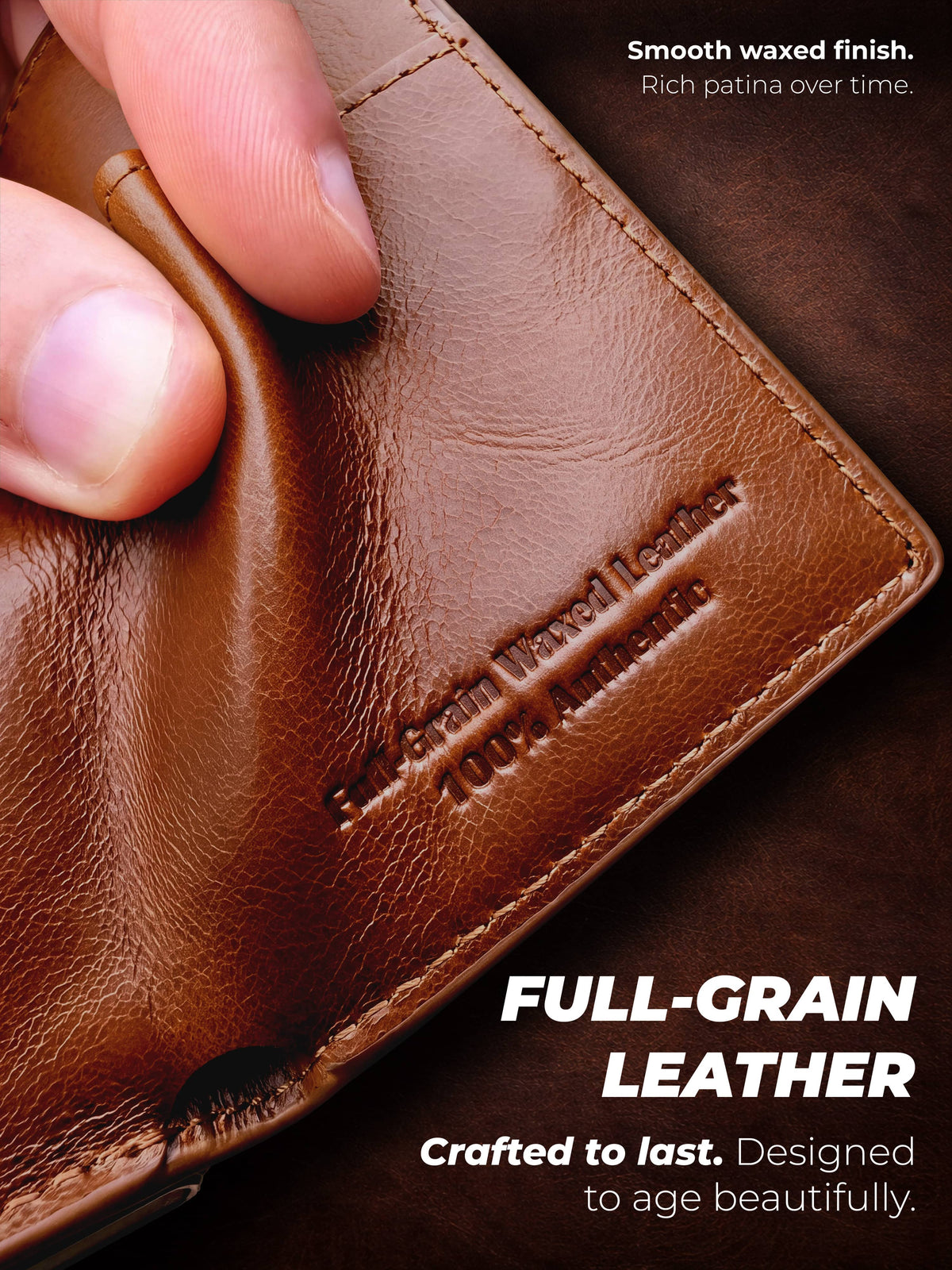 Avegat Card Holder Wallet for Men – Full-Grain Leather (Cognac Brown)