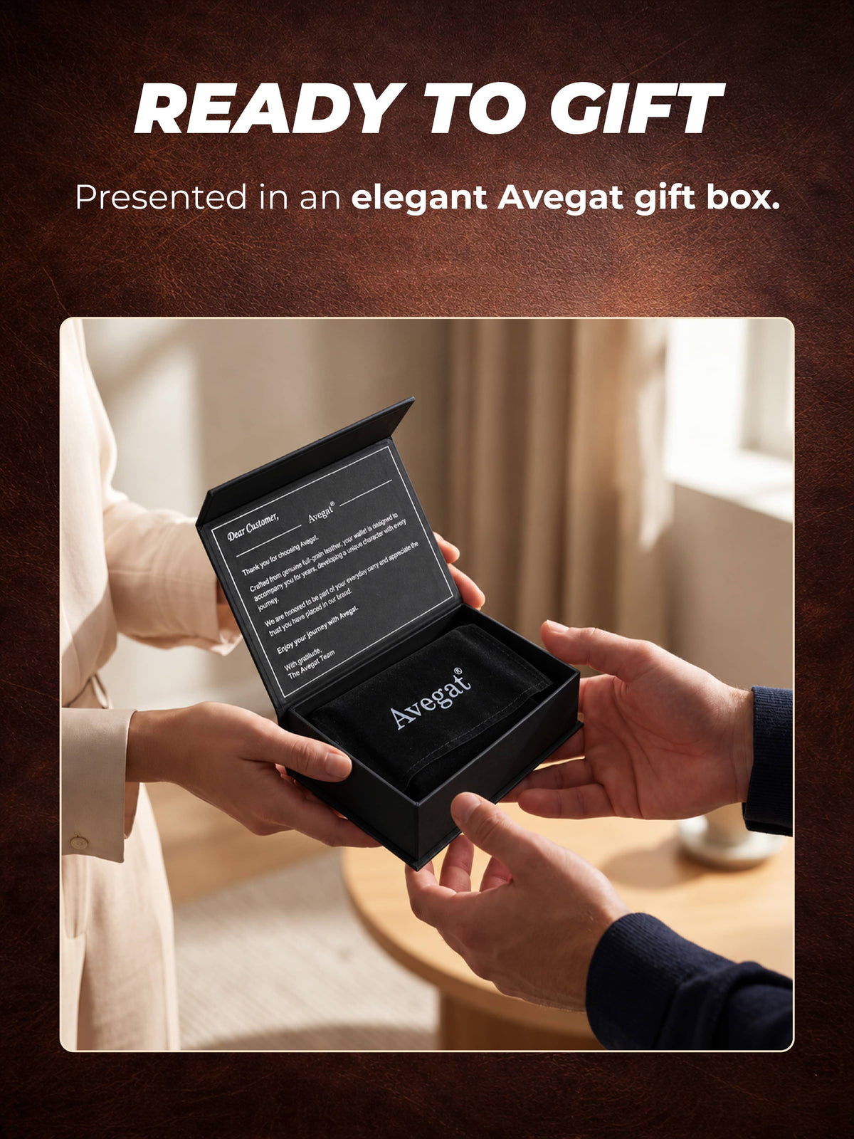Avegat Card Holder Wallet for Men – Full-Grain Leather (Cognac Brown)