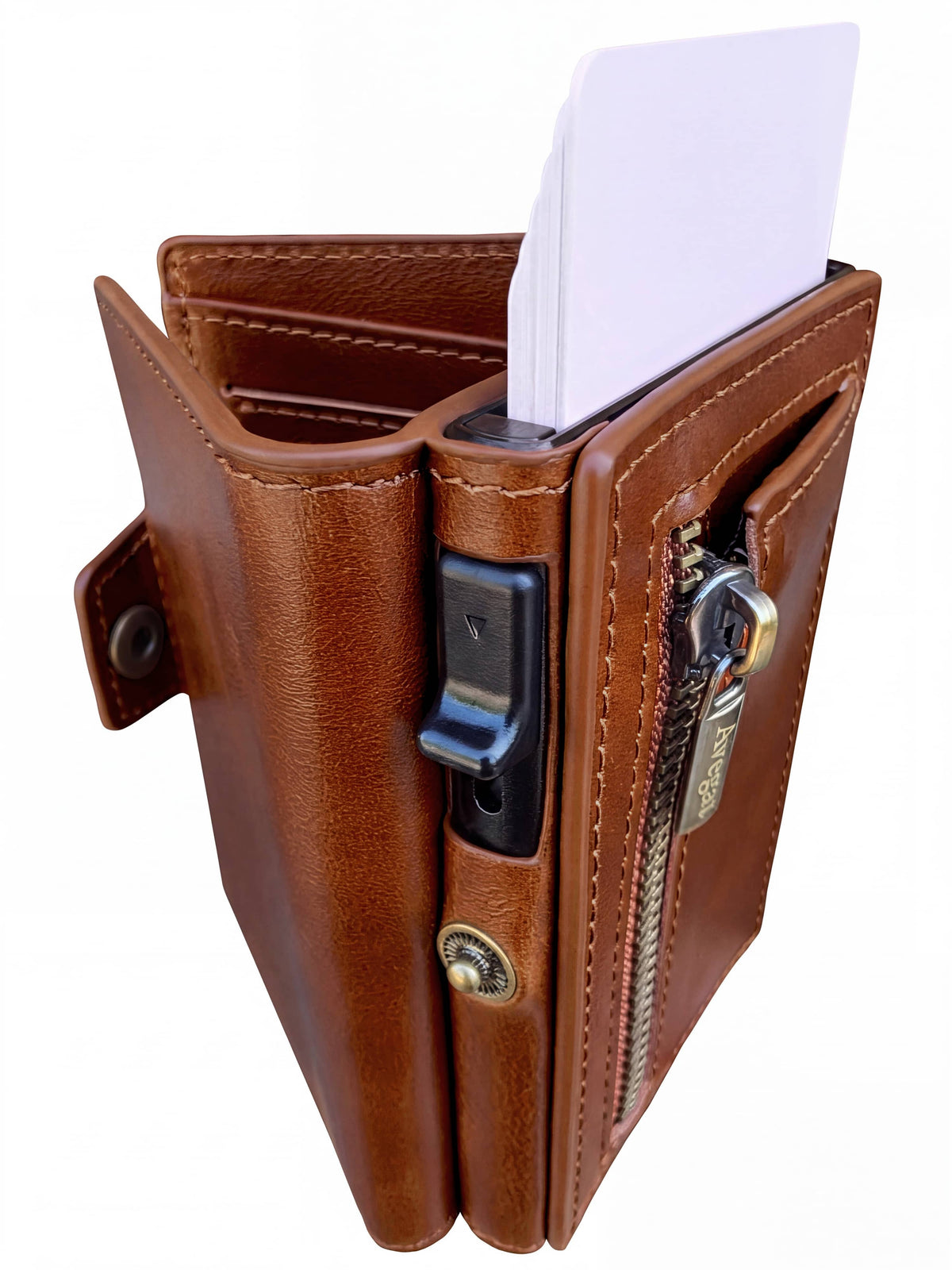 Avegat Card Holder Wallet for Men – Full-Grain Leather (Cognac Brown)