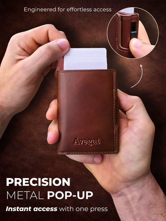 Avegat Card Holder Wallet for Men – Full-Grain Leather (Mahogany Brown)