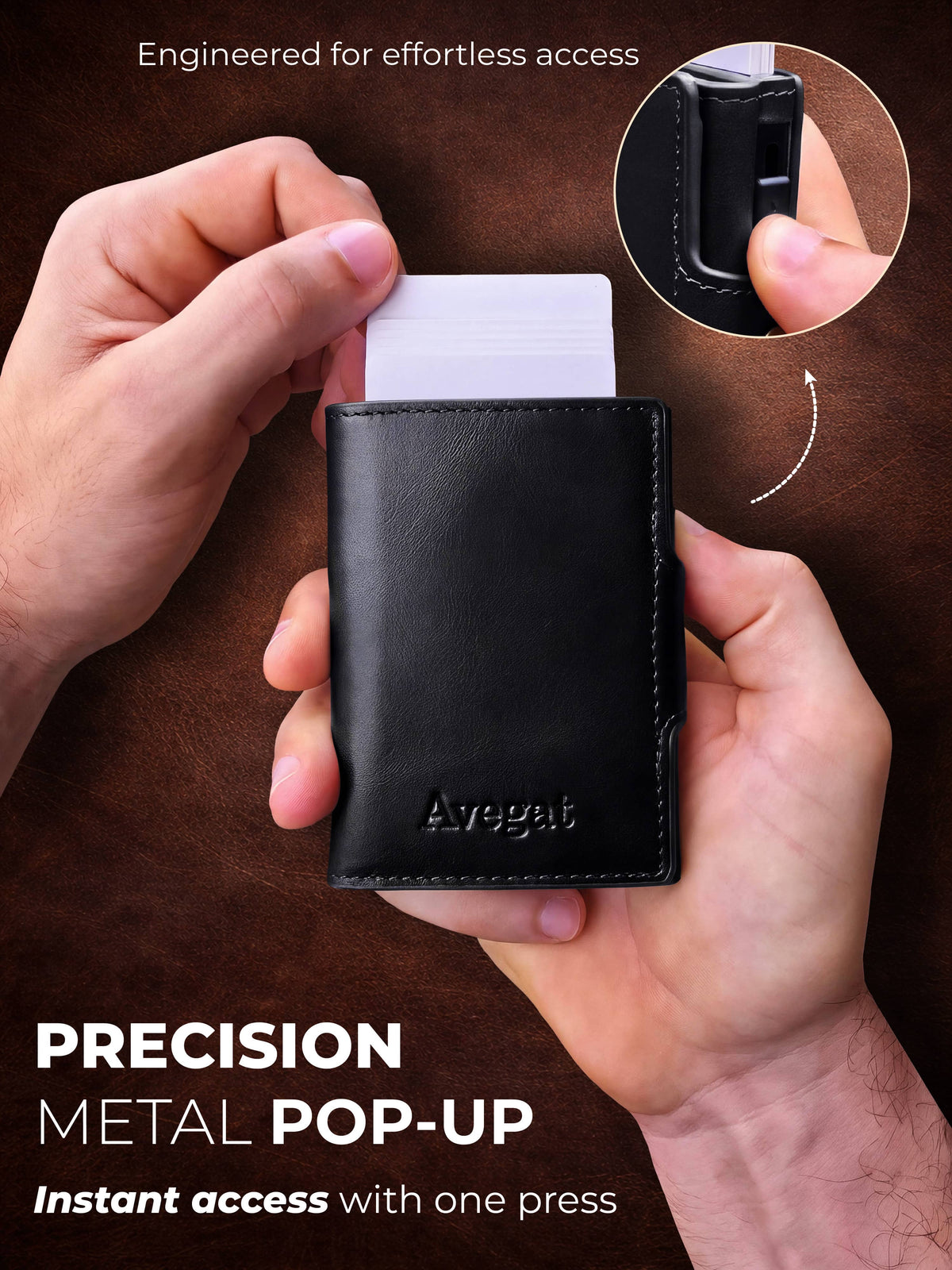 Avegat Card Holder Wallet for Men – Full-Grain Leather (Obsidian Black)