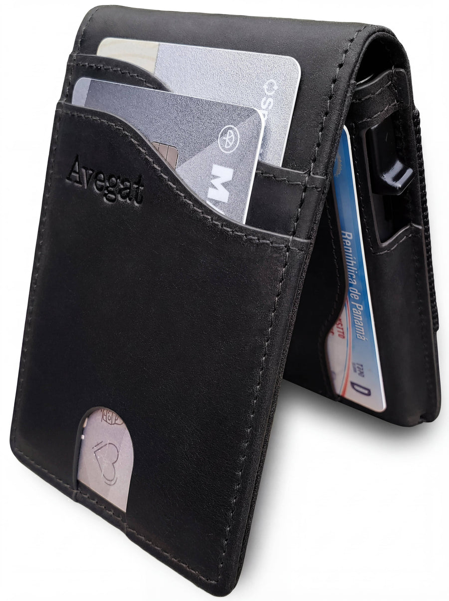 Billetera de Cuero Original - Avegat 03-N (Negro Elegante)