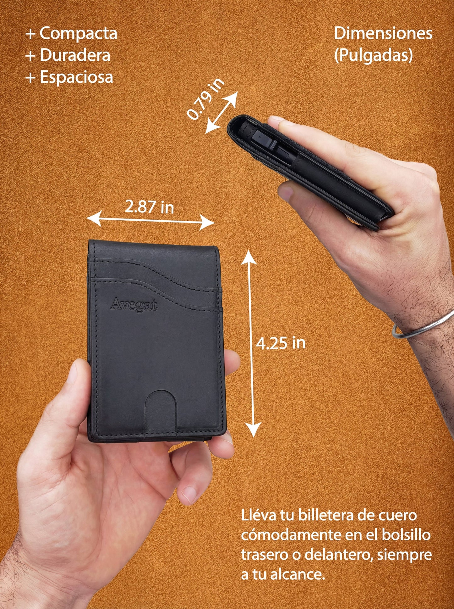 Genuine Leather Wallet - Avegat 03-N (Elegant Black) 