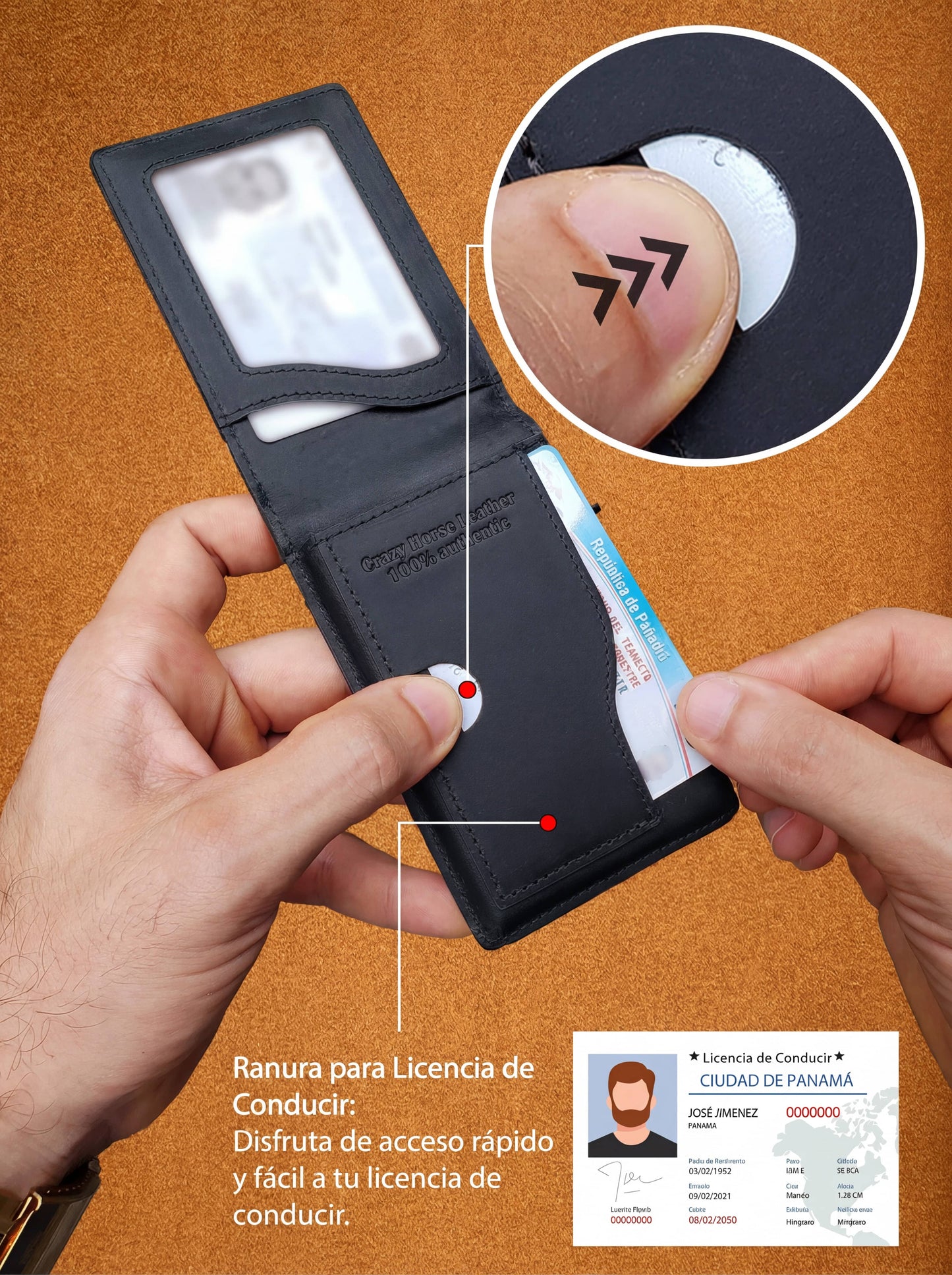 Genuine Leather Wallet - Avegat 03-N (Elegant Black) 