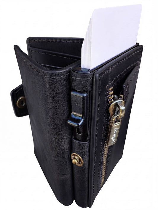 Genuine Leather Wallet - Avegat 01-N (Elegant Black)
