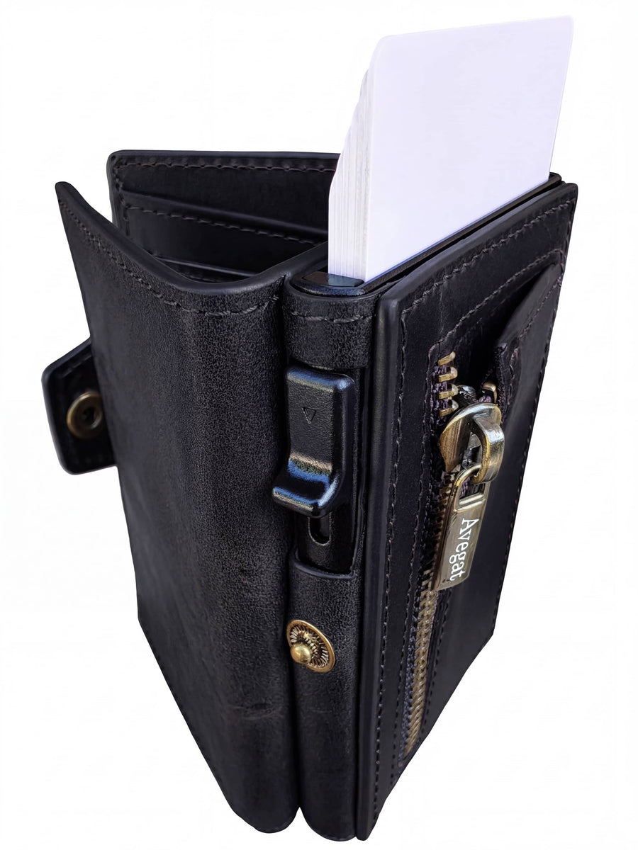Billetera de Cuero Original - Avegat 01-N (Negro Elegante)