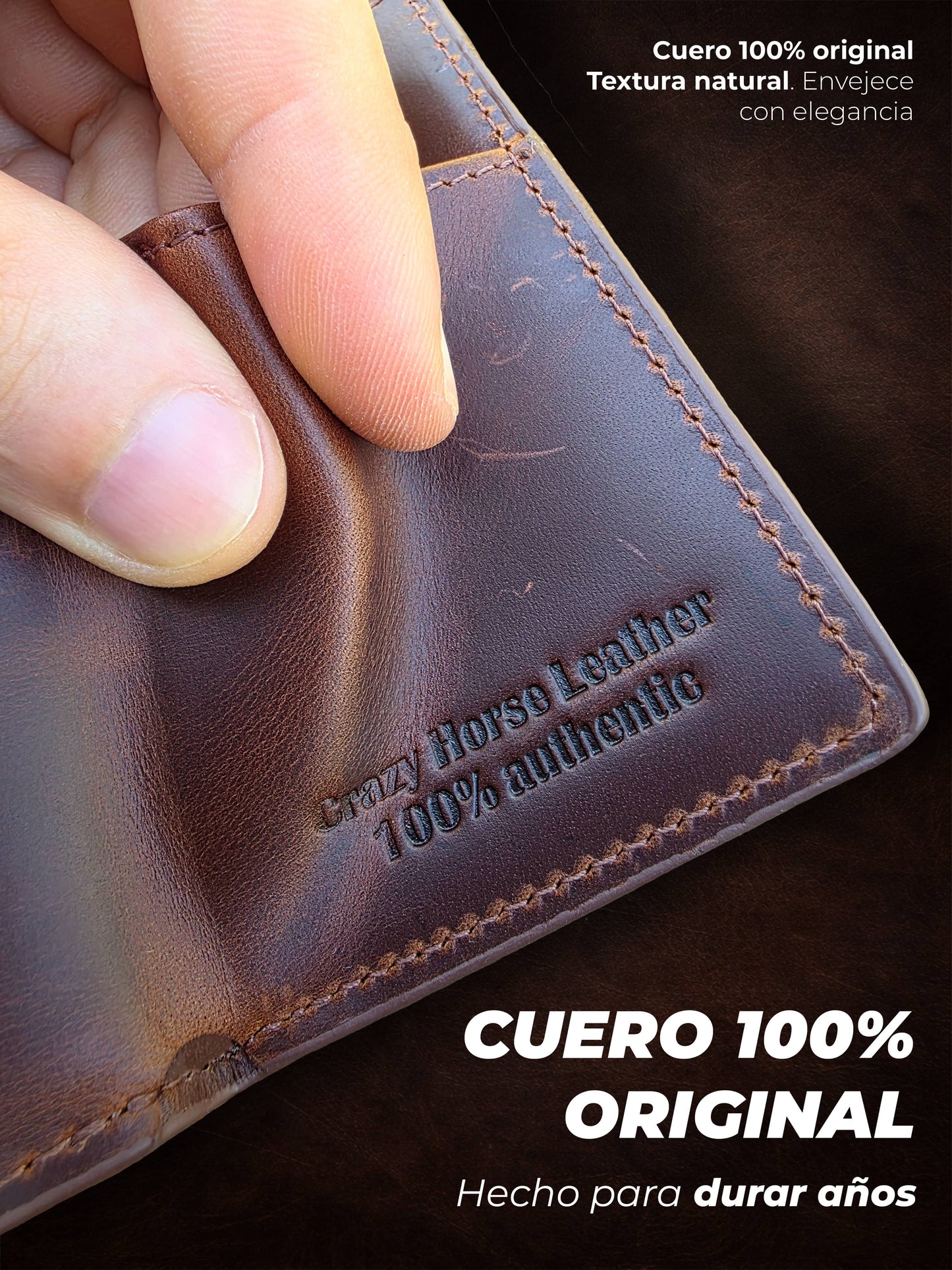 Billetera de Cuero Original - Avegat 01-M (Marrón Clásico)