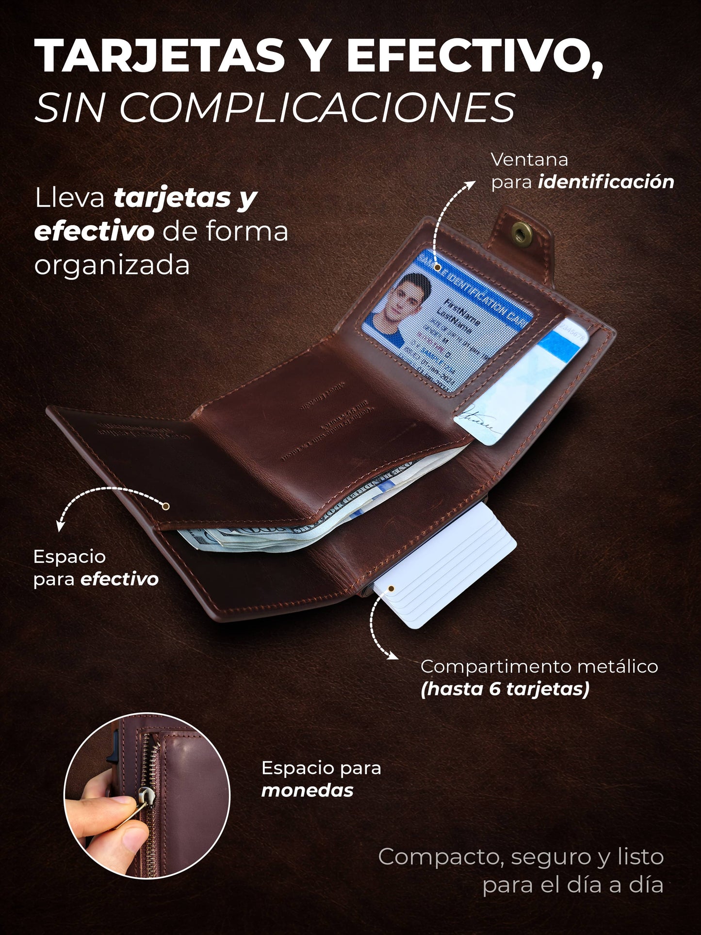 Billetera de Cuero Original - Avegat 01-M (Marrón Clásico)