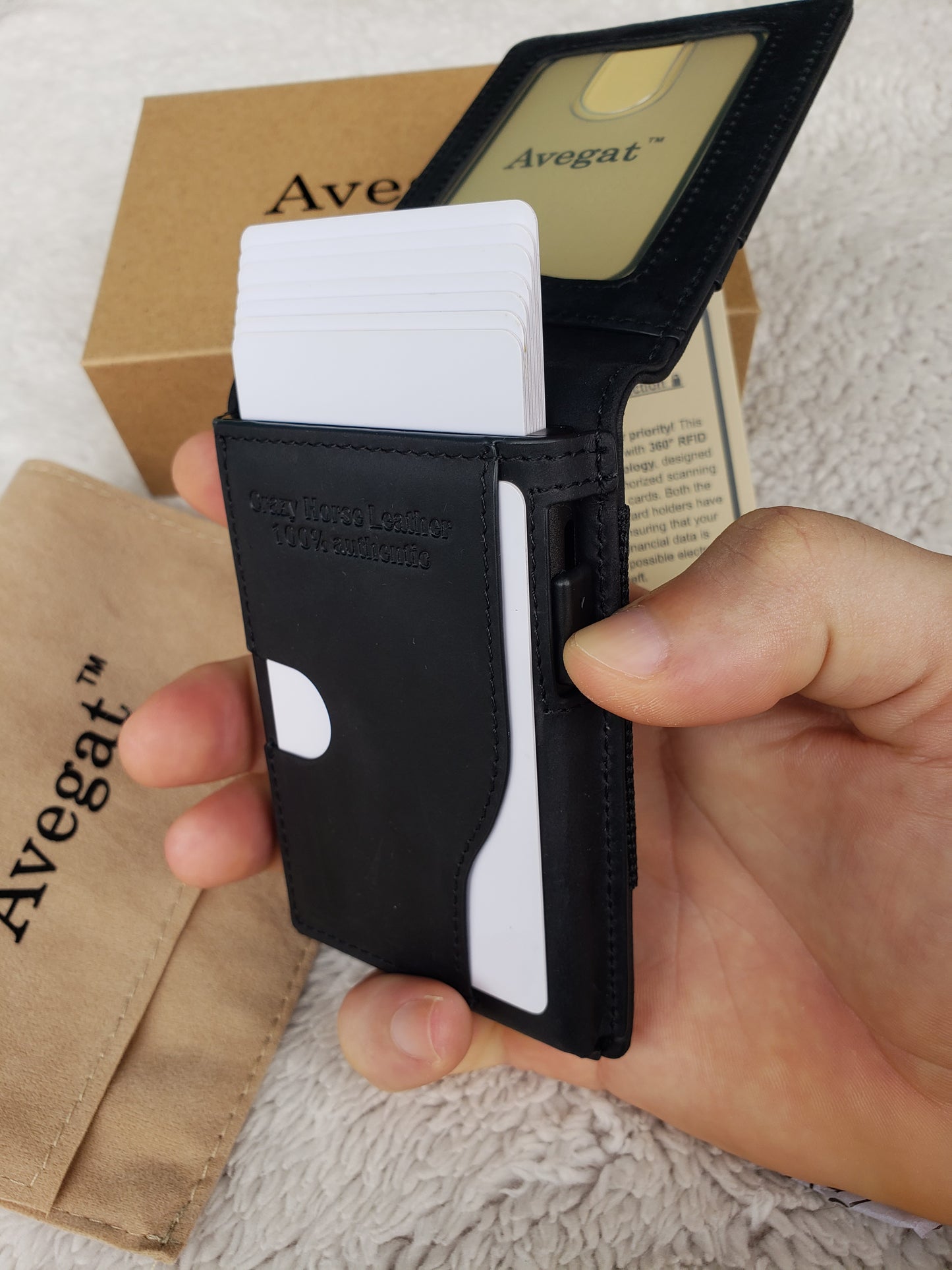 Billetera de Cuero Original - Avegat 03-N (Negro Elegante)