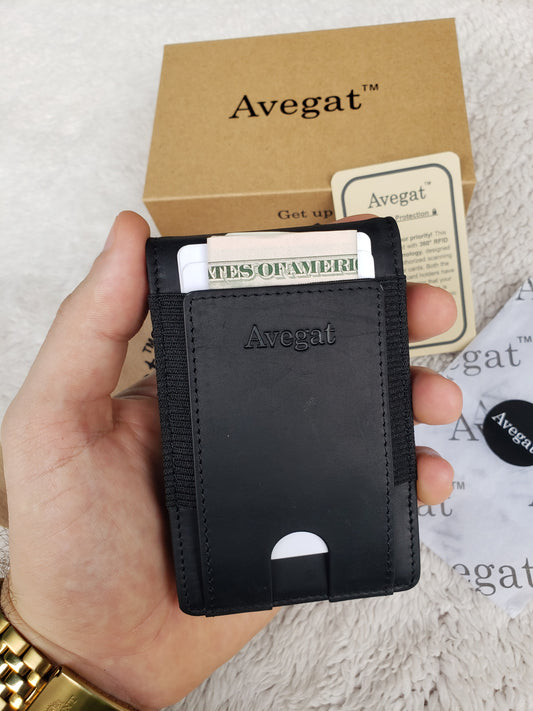 Billetera de Cuero Original - Avegat 03-N (Negro Elegante)