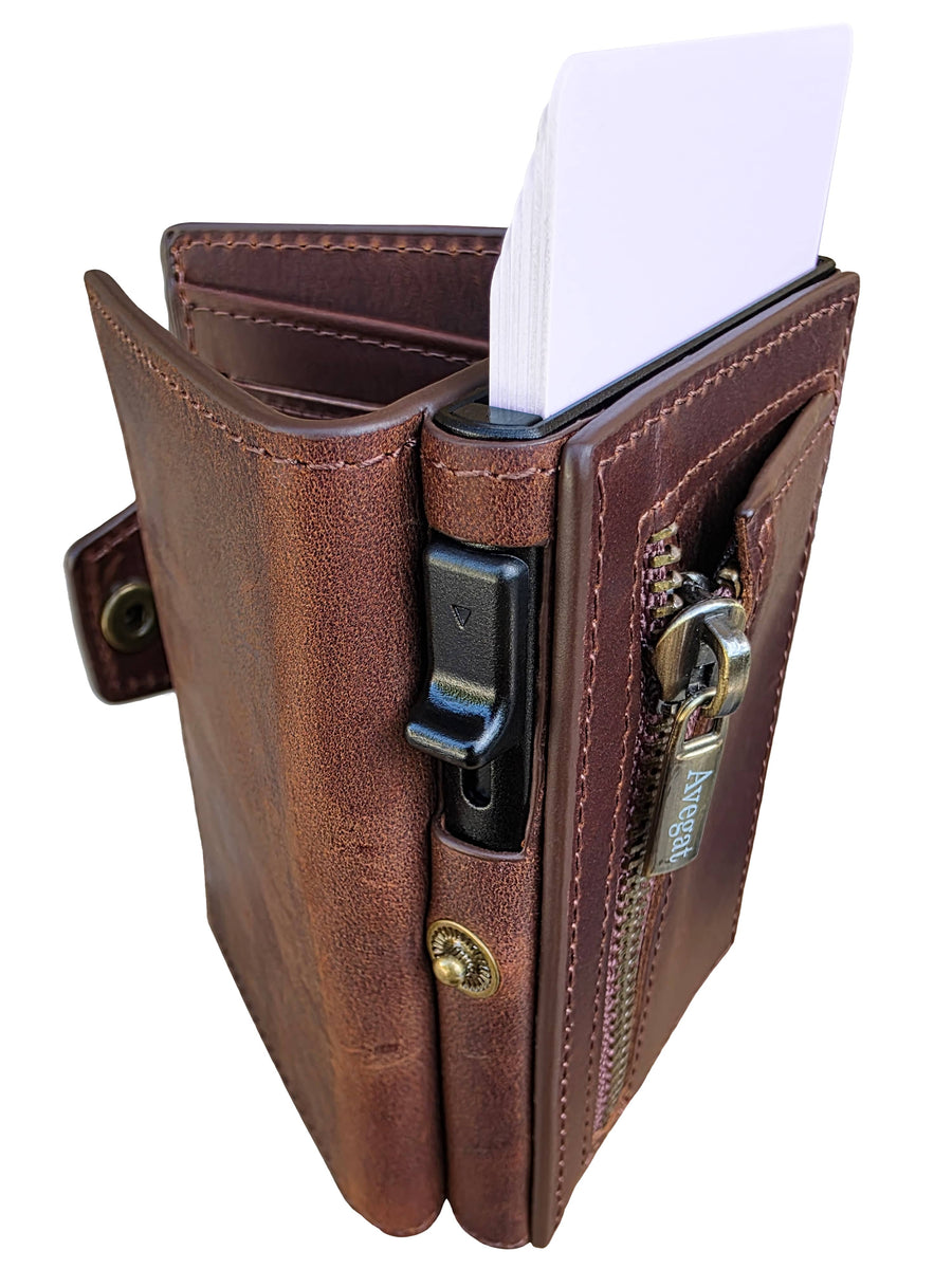 Billetera de Cuero Original - Avegat 01-M (Marrón Clásico)