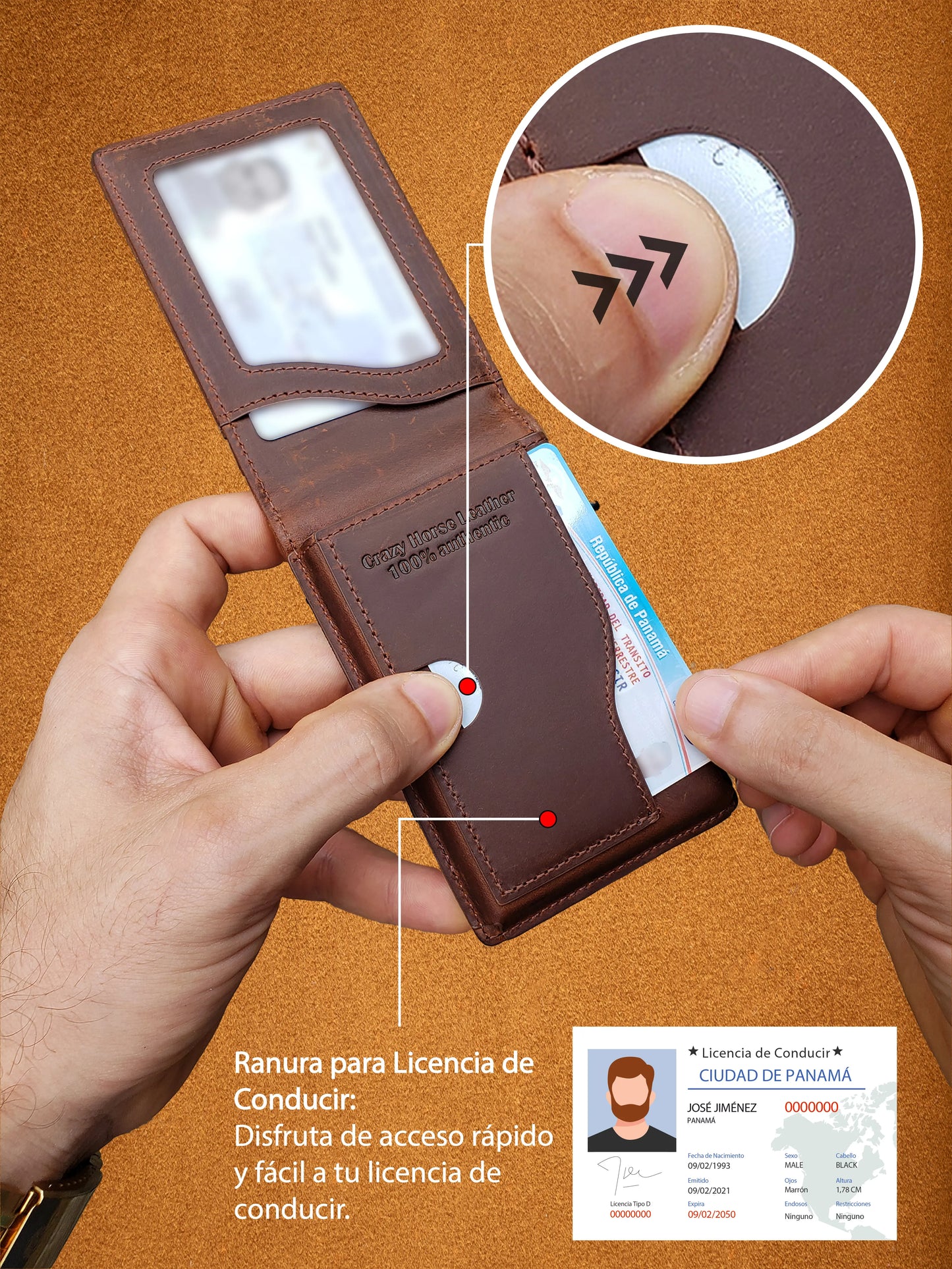 Billetera de Cuero Original - Avegat 03-M (Marrón Clásico)