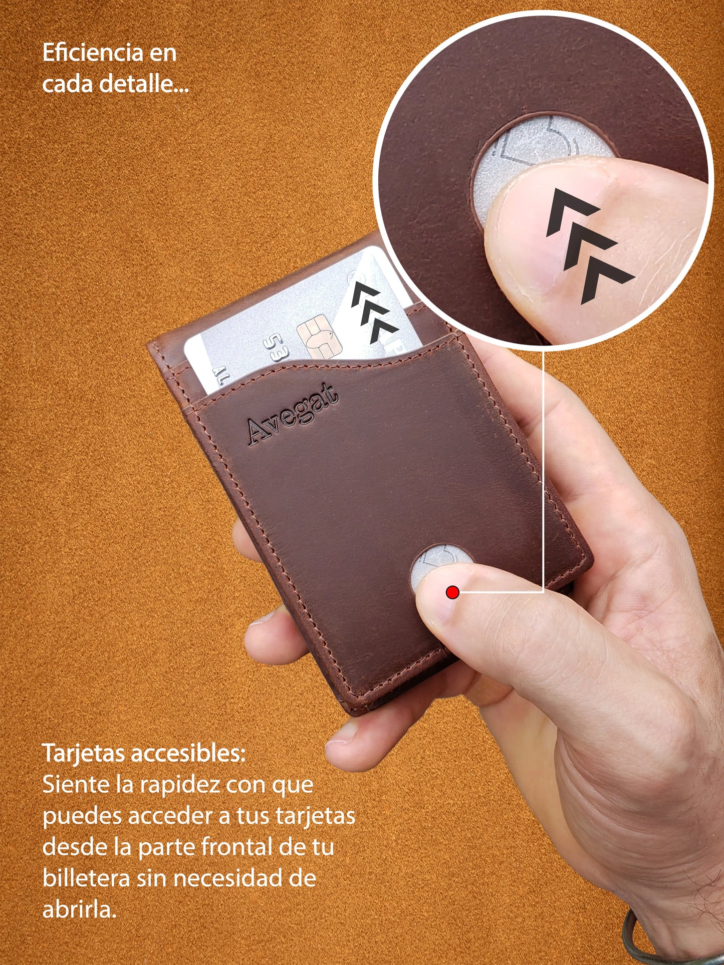 Billetera de Cuero Original - Avegat 03-M (Marrón Clásico)