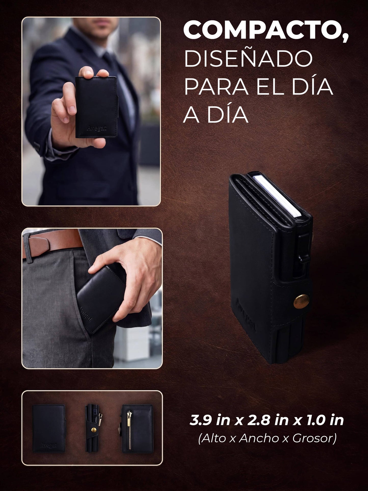 Billetera de Cuero Original - Avegat 01-N (Negro Elegante)