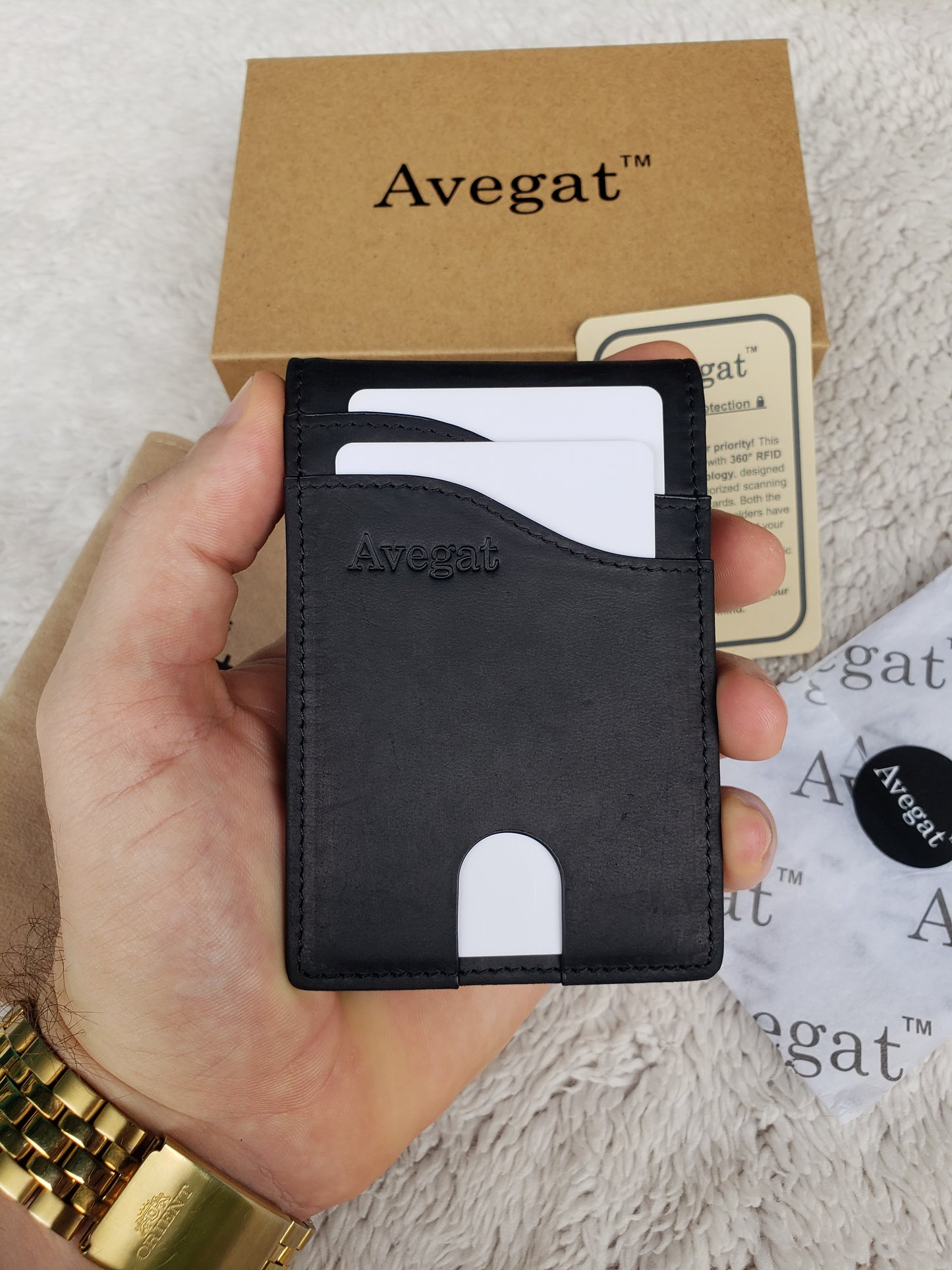 Billetera de Cuero Original - Avegat 03-N (Negro Elegante)
