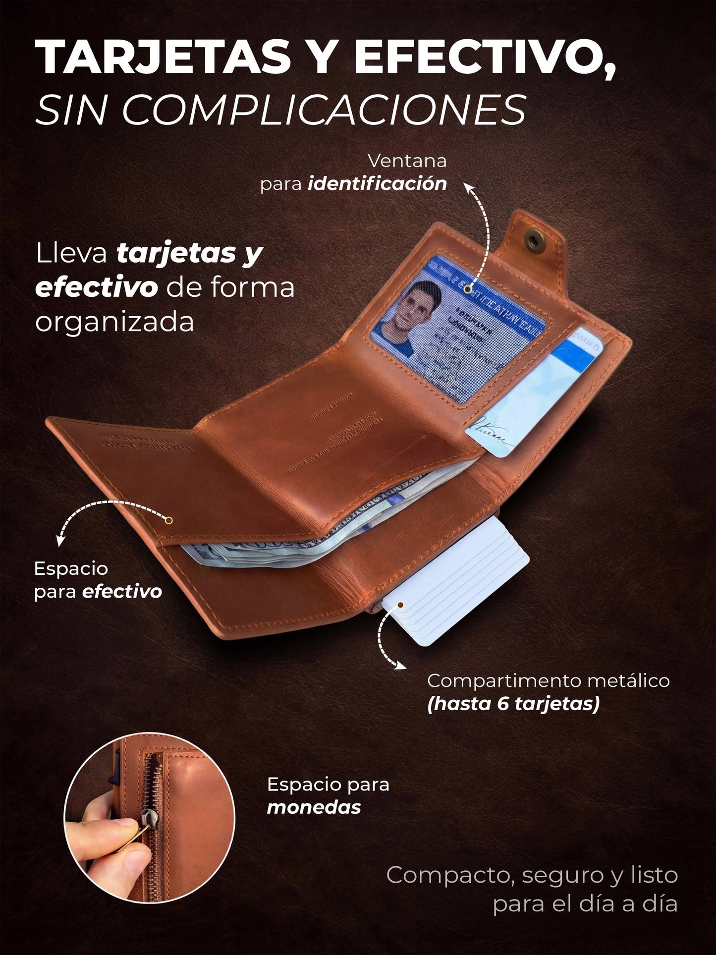 Billetera de Cuero Original - Avegat 01-M02 (Salmón Moderno)