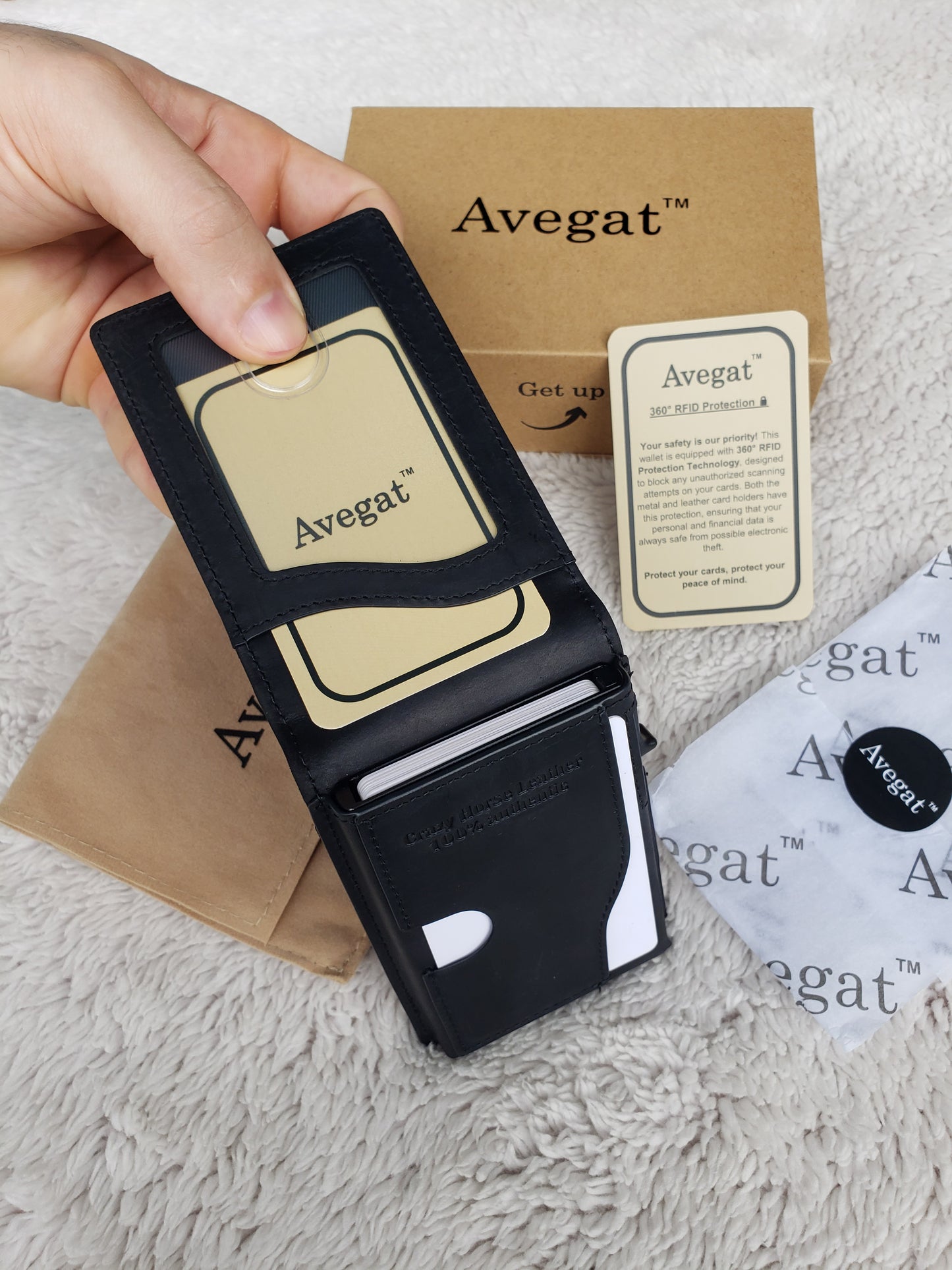 Billetera de Cuero Original - Avegat 03-N (Negro Elegante)