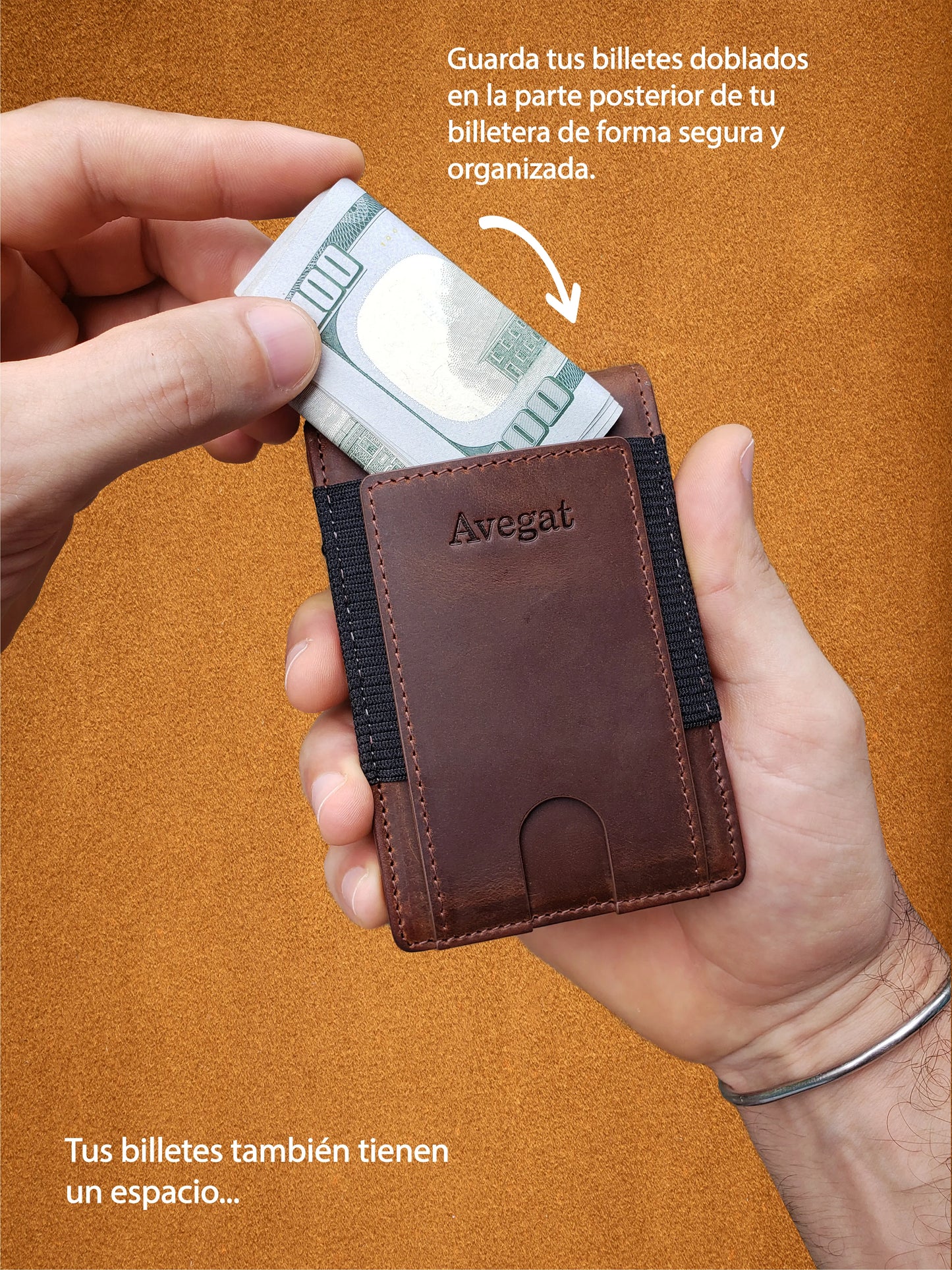 Billetera de Cuero Original - Avegat 03-M (Marrón Clásico)