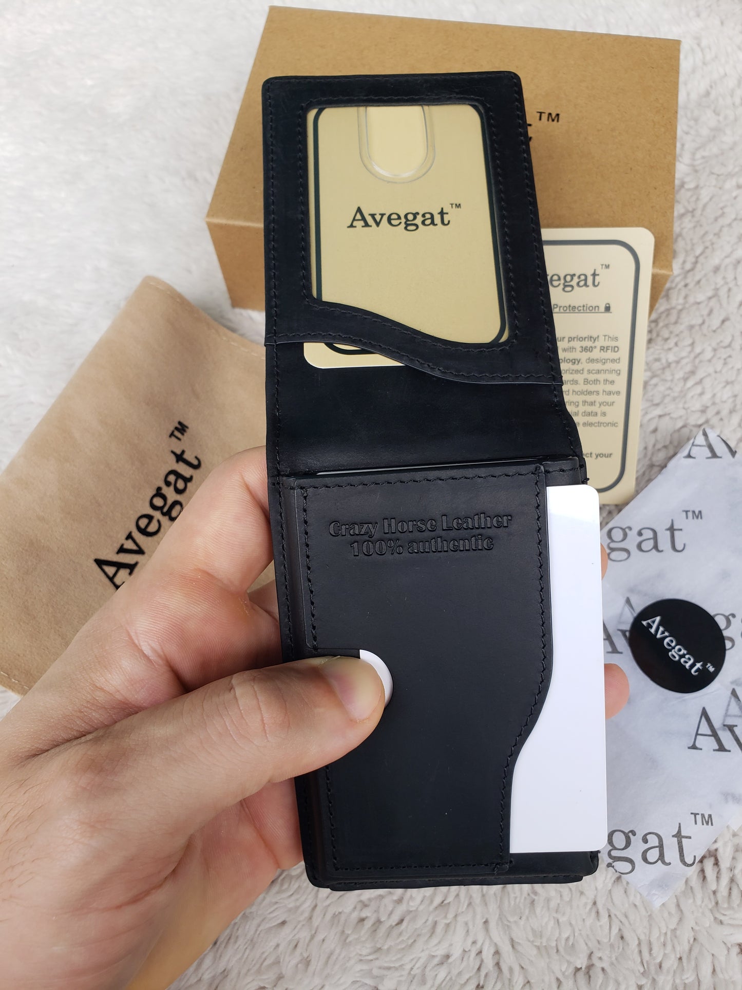 Billetera de Cuero Original - Avegat 03-N (Negro Elegante)