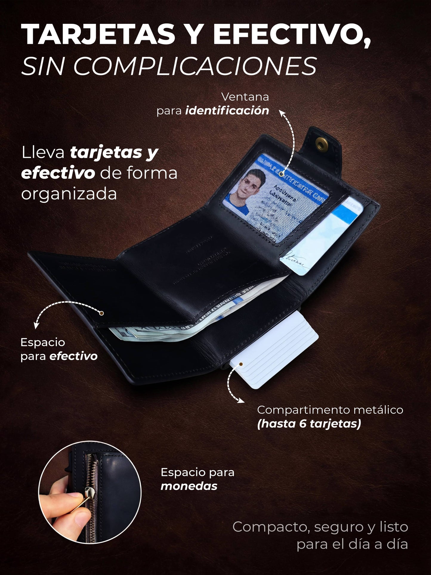 Billetera de Cuero Original - Avegat 01-N (Negro Elegante)