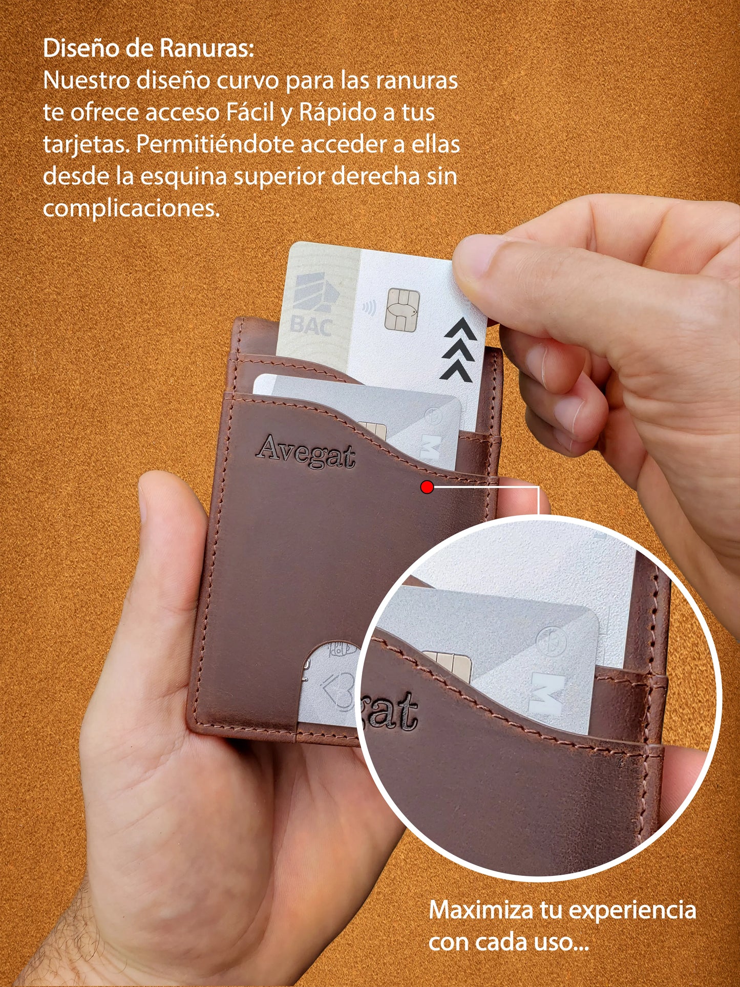 Billetera de Cuero Original - Avegat 03-M (Marrón Clásico)