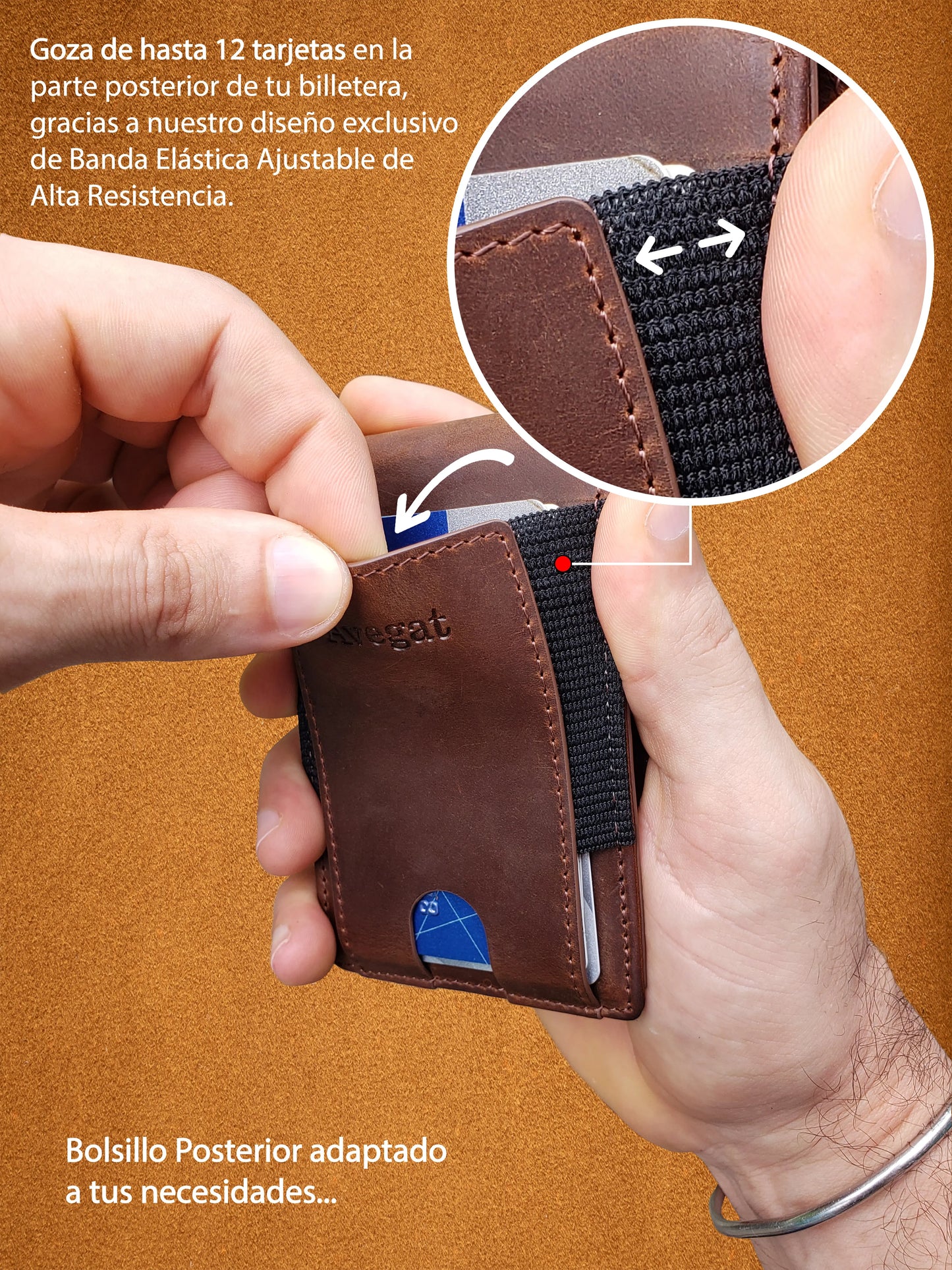 Billetera de Cuero Original - Avegat 03-M (Marrón Clásico)