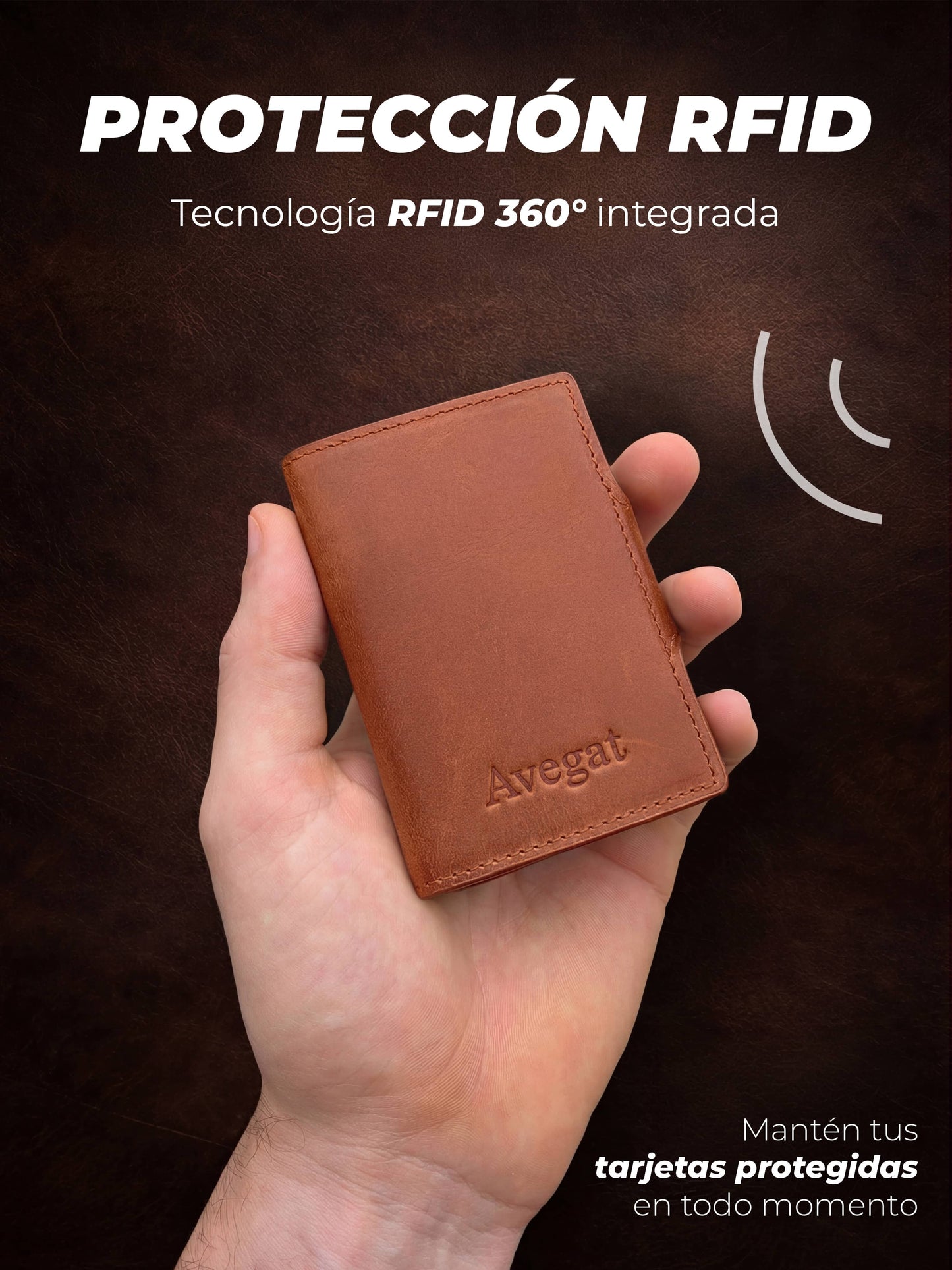 Billetera de Cuero Original - Avegat 01-M02 (Salmón Moderno)