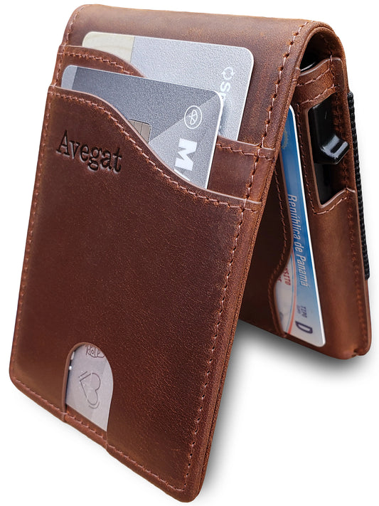 Billetera de Cuero Original - Avegat 03-M (Marrón Clásico)